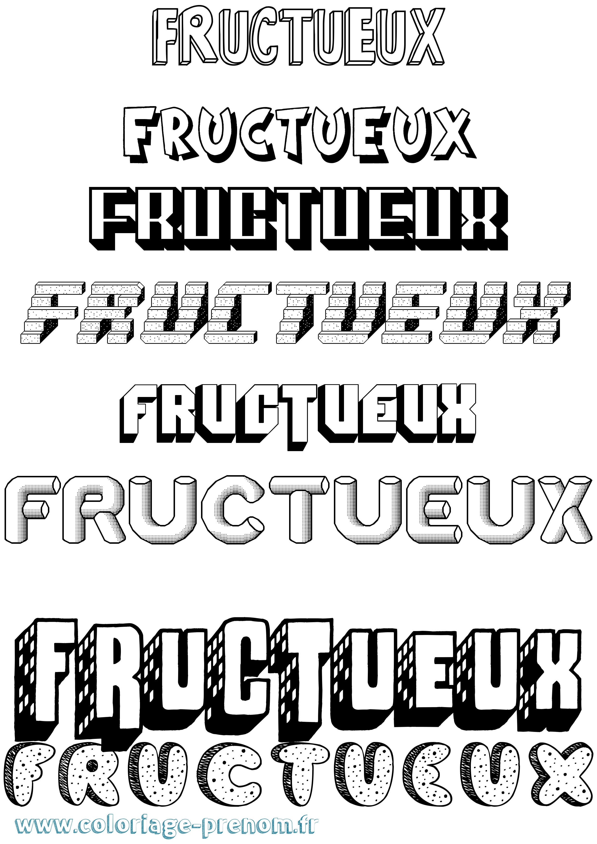 Coloriage Fructueux Effet 3D Coloriage prénom Fructueux Effet 3D