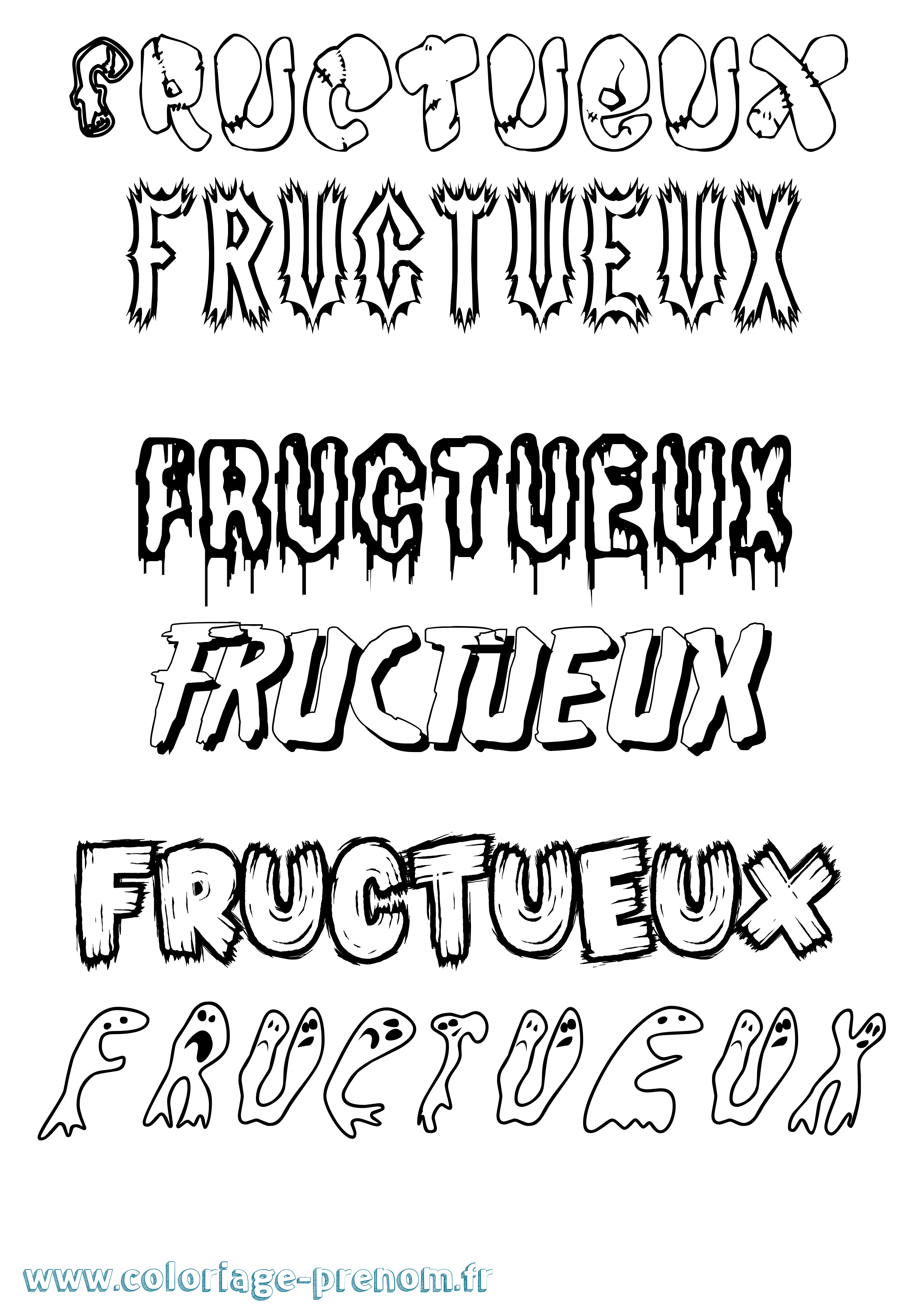 Coloriage prénom Fructueux Frisson
