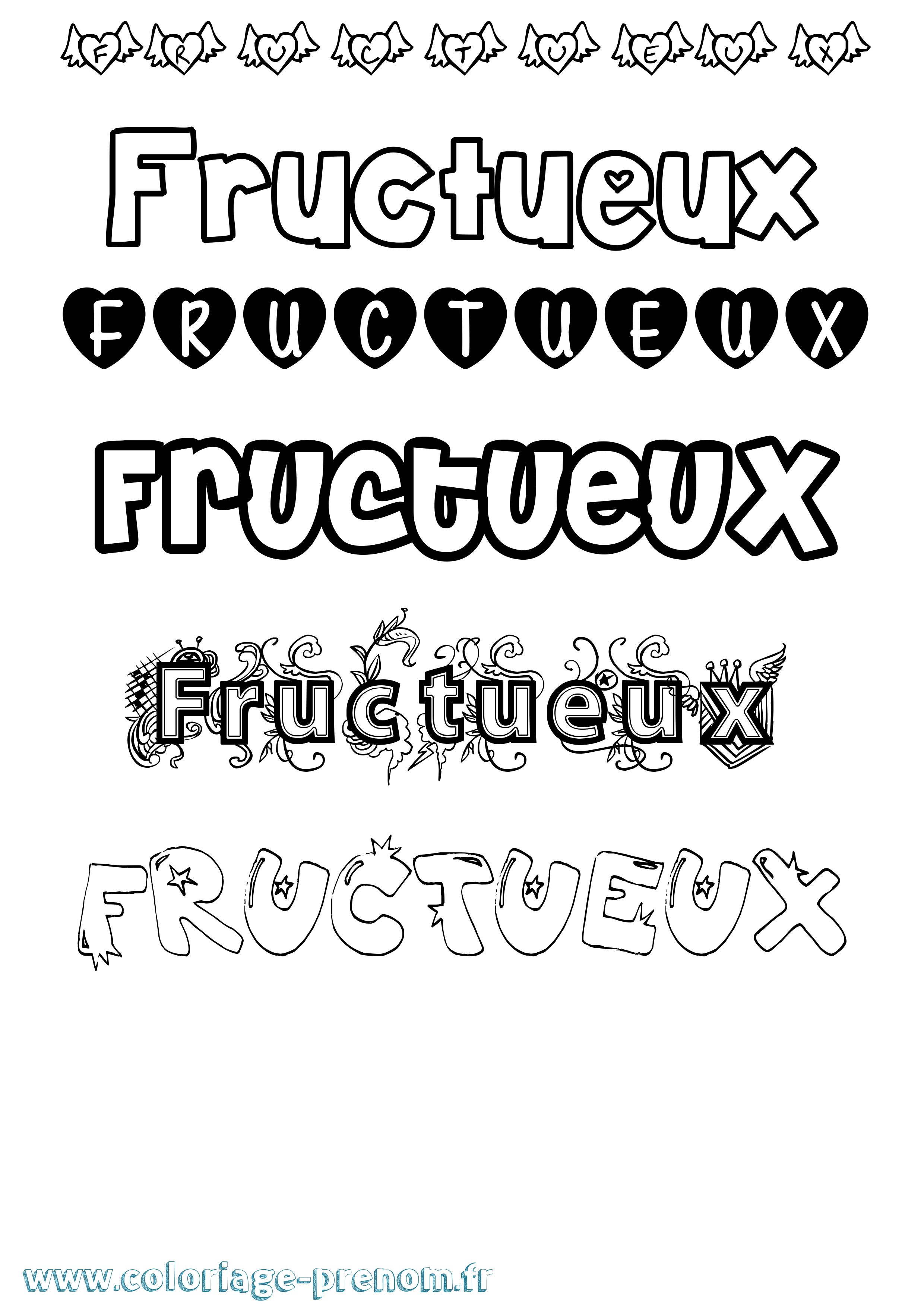 Coloriage prénom Fructueux Girly