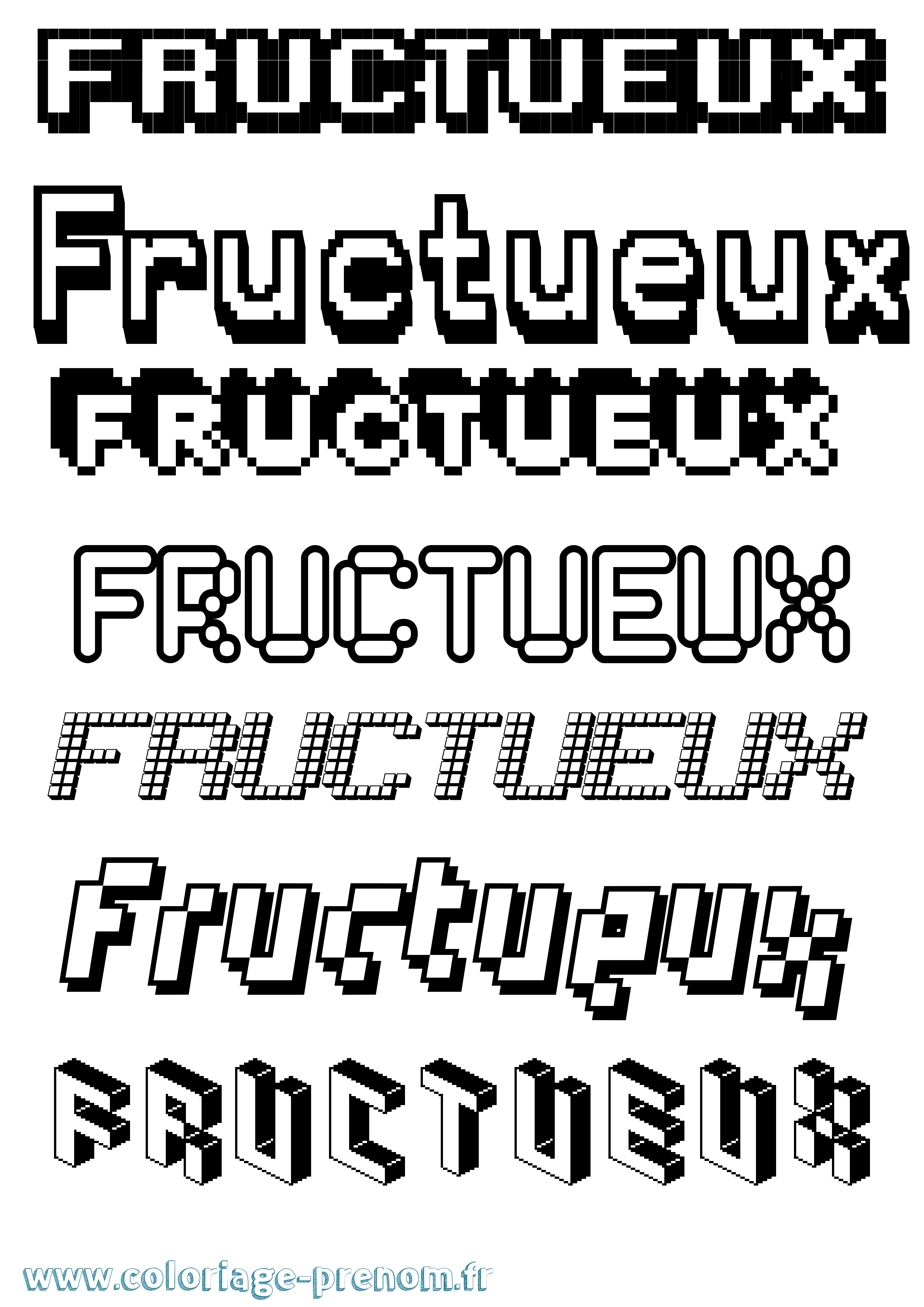 Coloriage Fructueux Pixel Coloriage prénom Fructueux Pixel