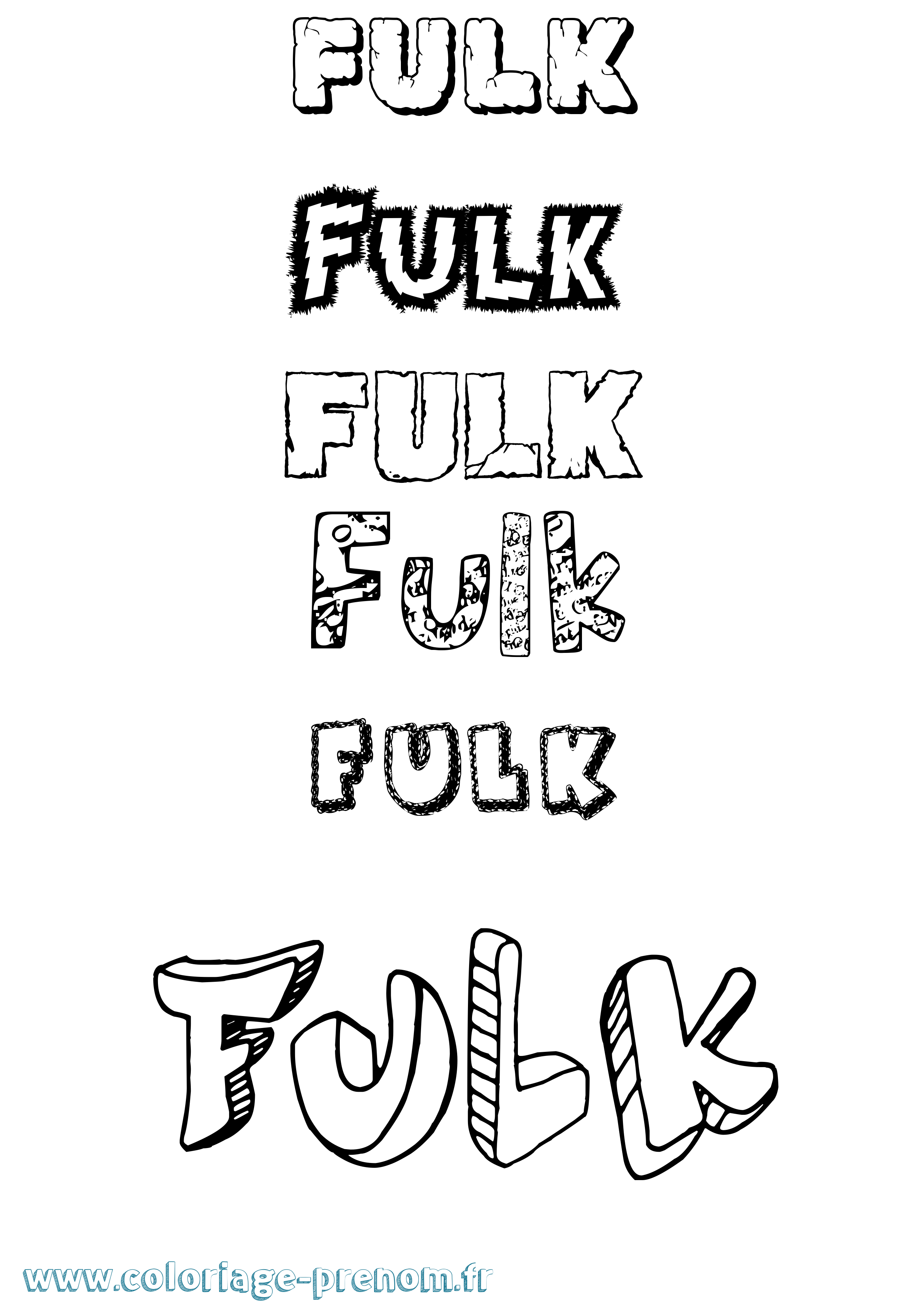 Coloriage prénom Fulk Destructuré