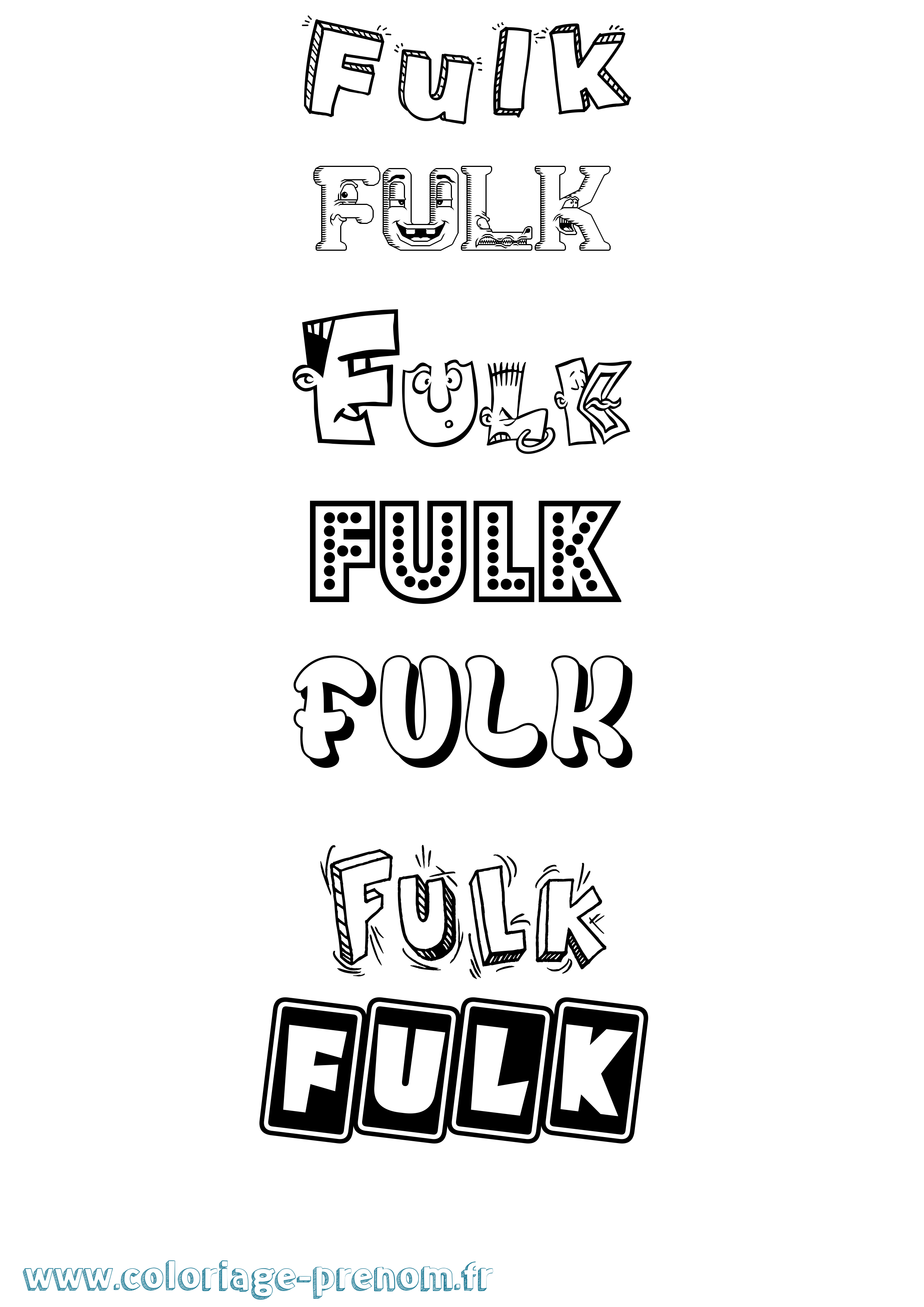 Coloriage prénom Fulk Fun