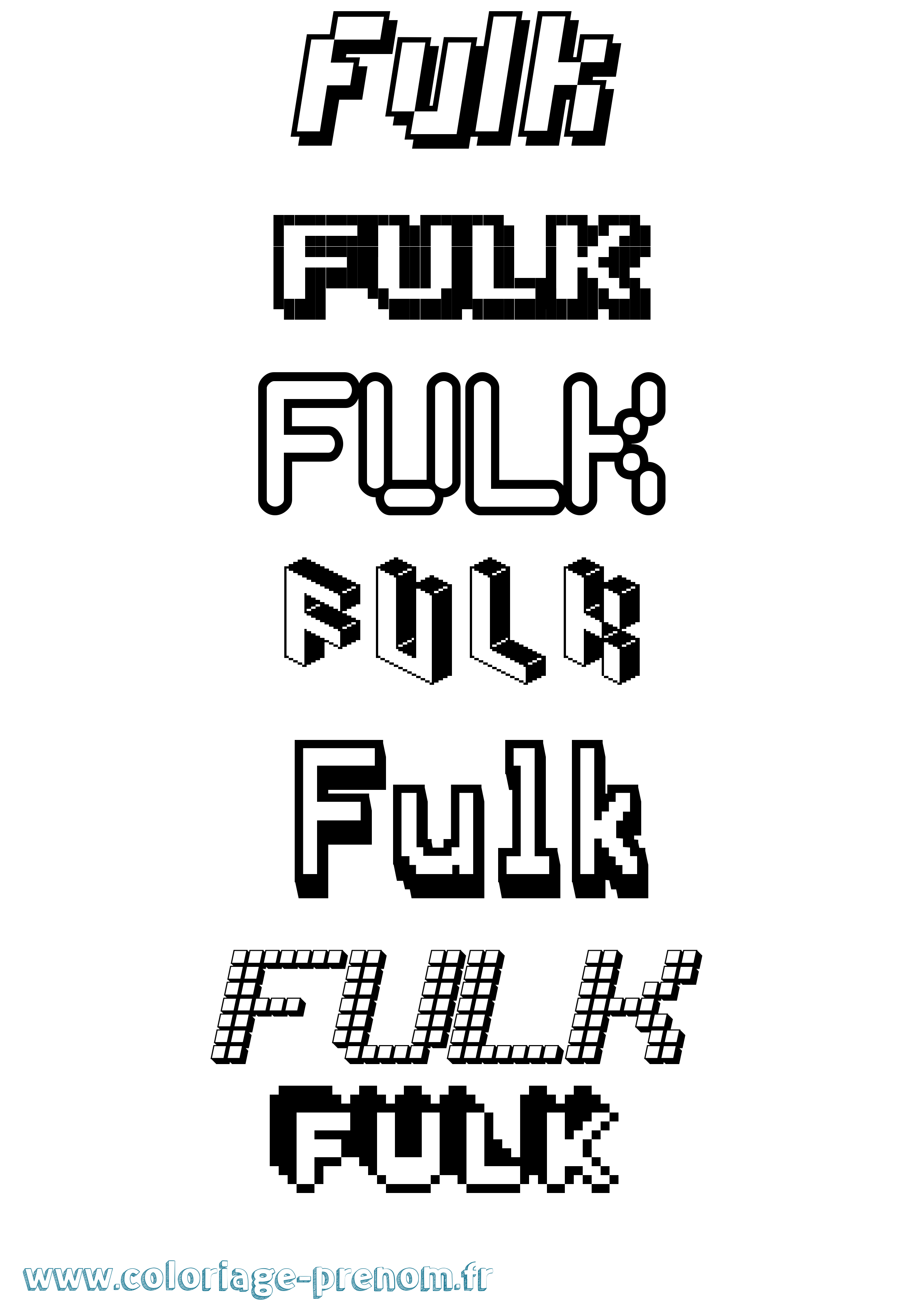 Coloriage prénom Fulk Pixel