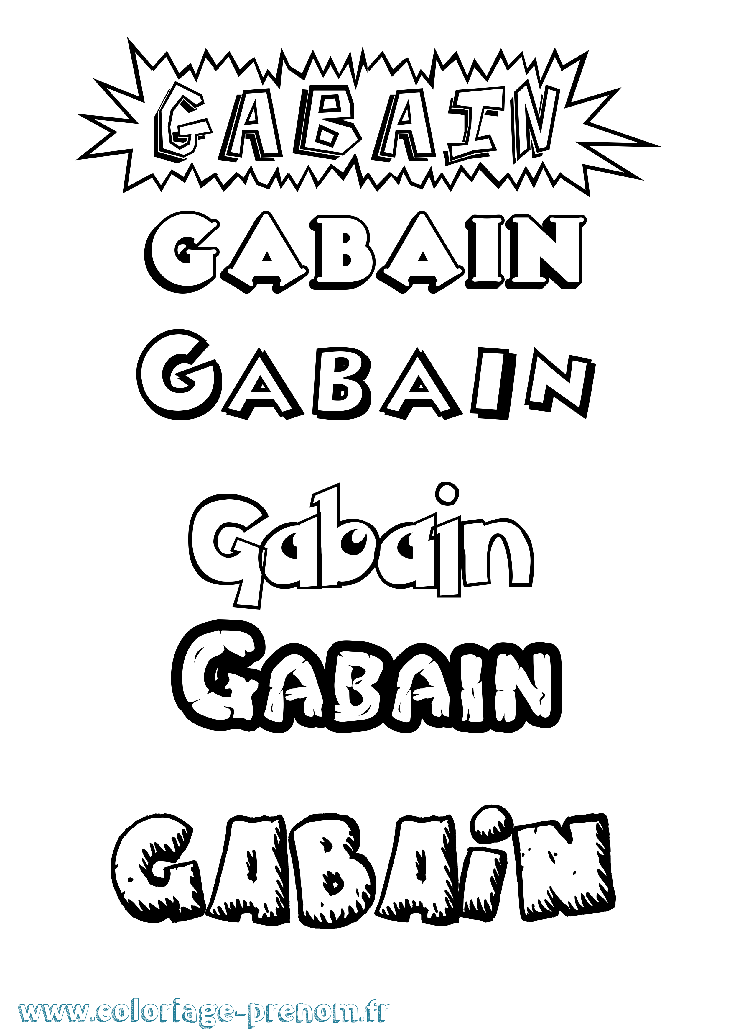 Coloriage prénom Gabain Dessin Animé