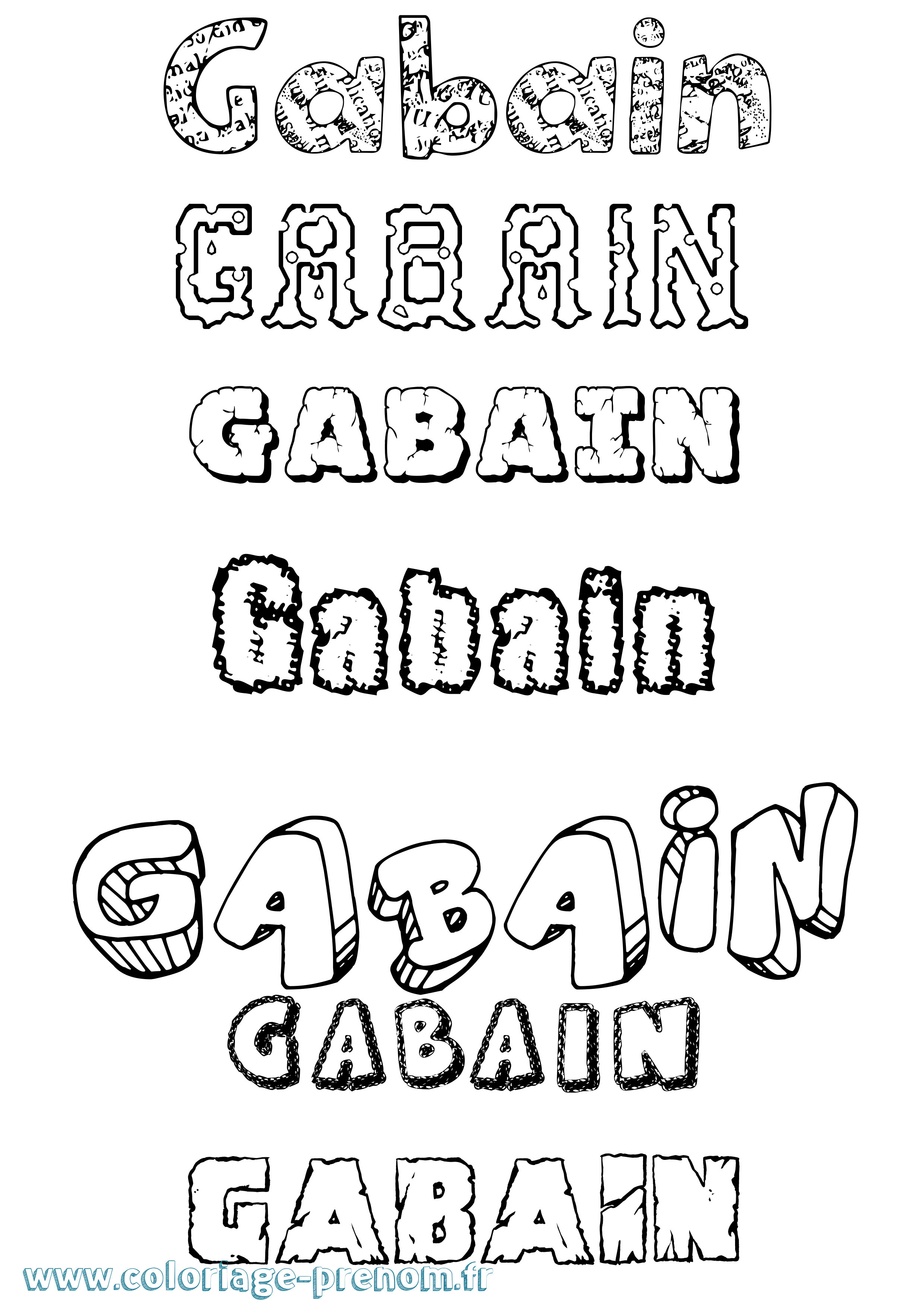 Coloriage prénom Gabain Destructuré