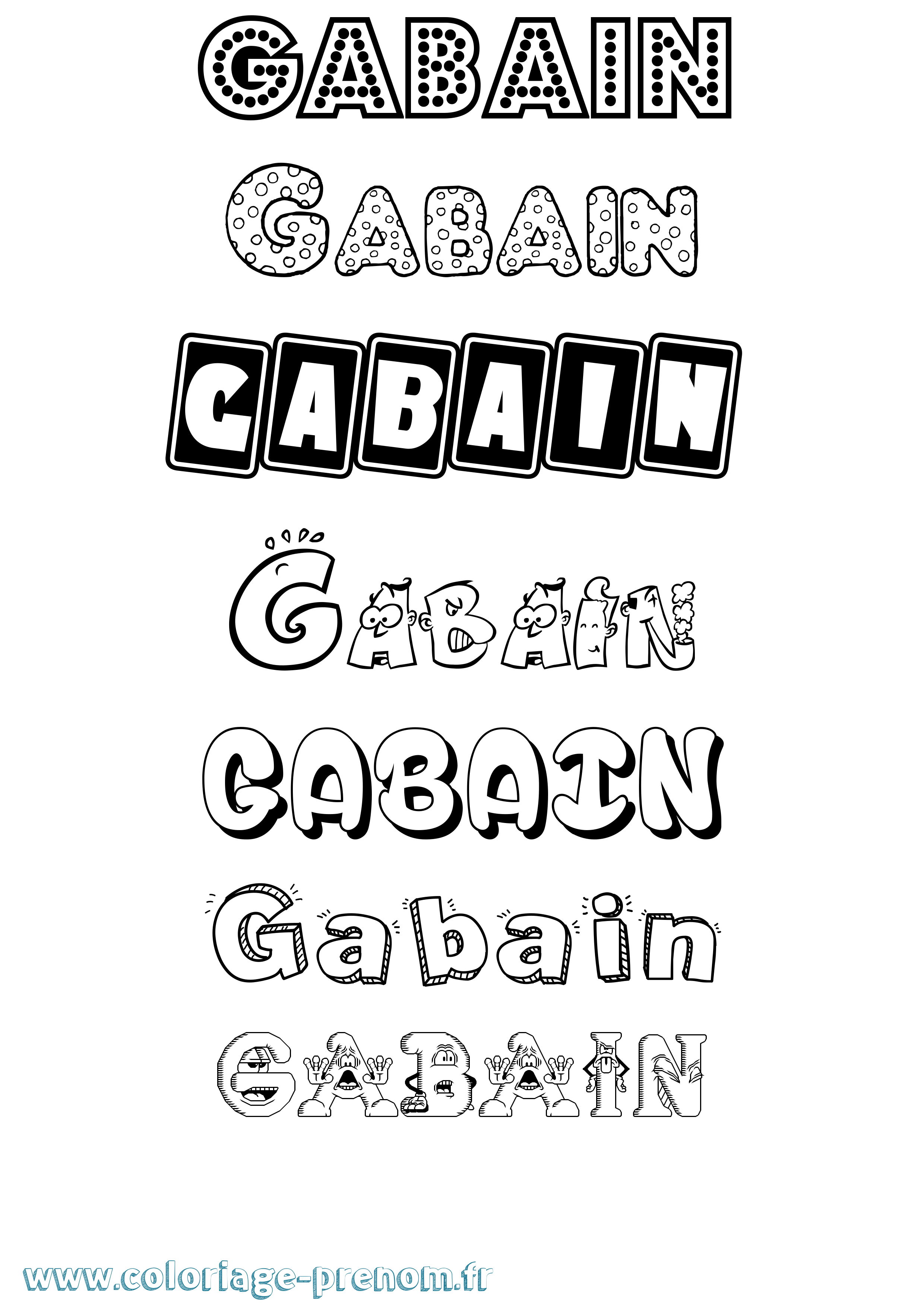 Coloriage prénom Gabain Fun