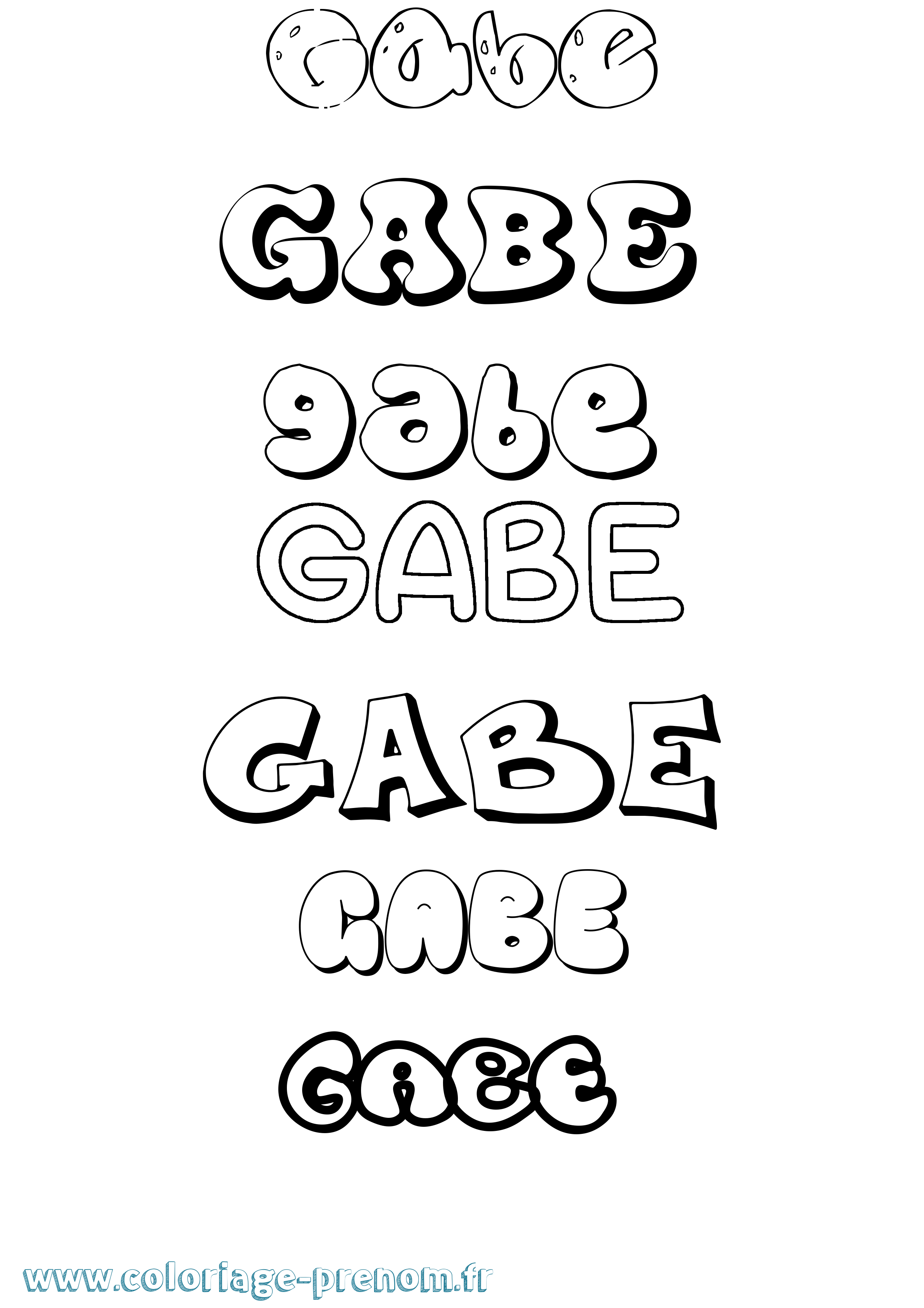 Coloriage prénom Gabe Bubble