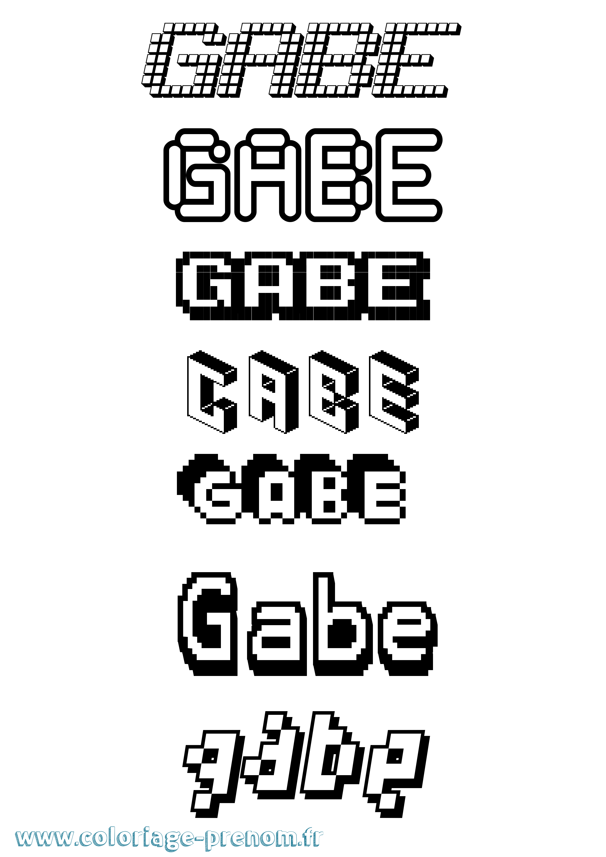 Coloriage prénom Gabe Pixel
