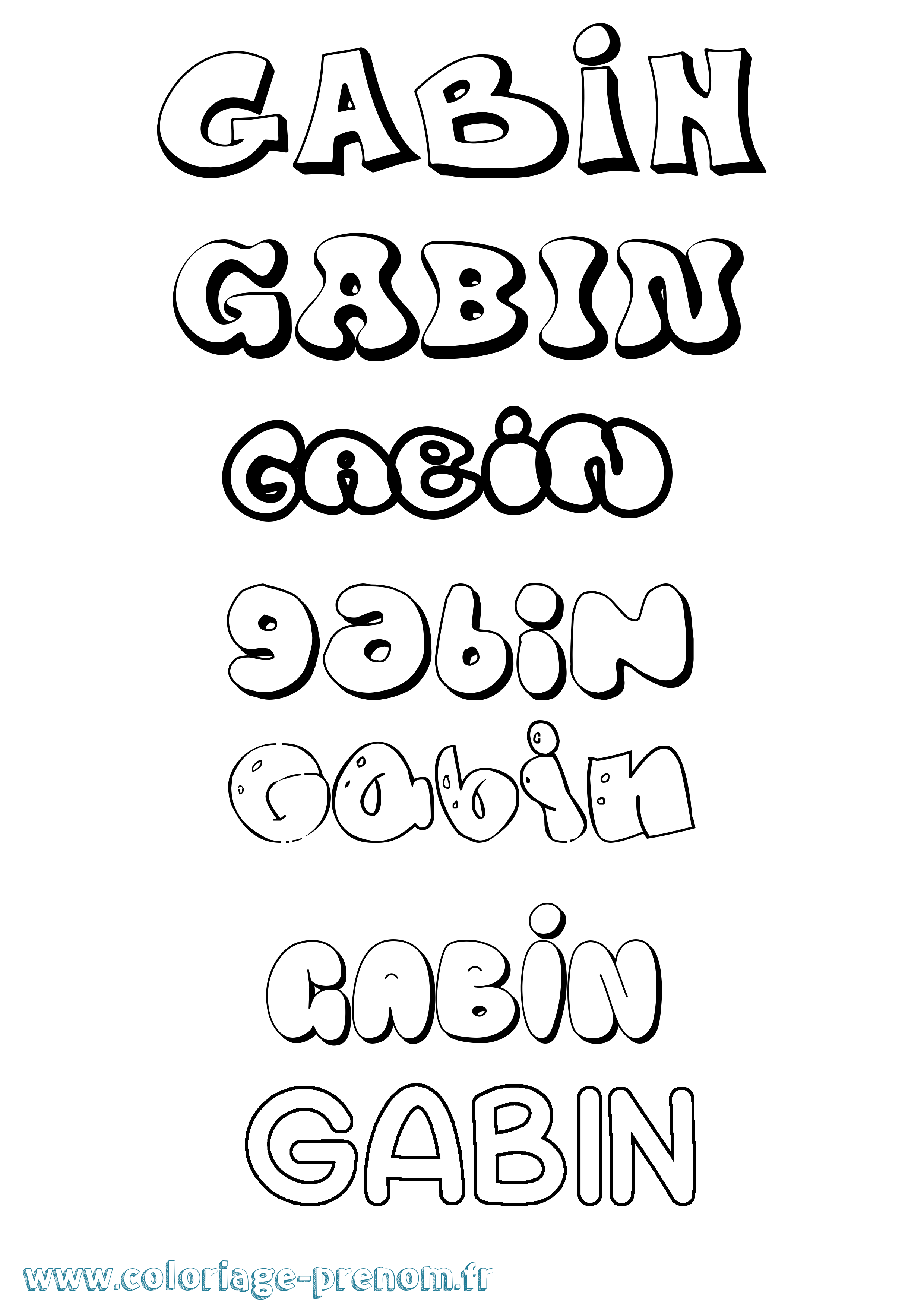 Coloriage prénom Gabin Bubble