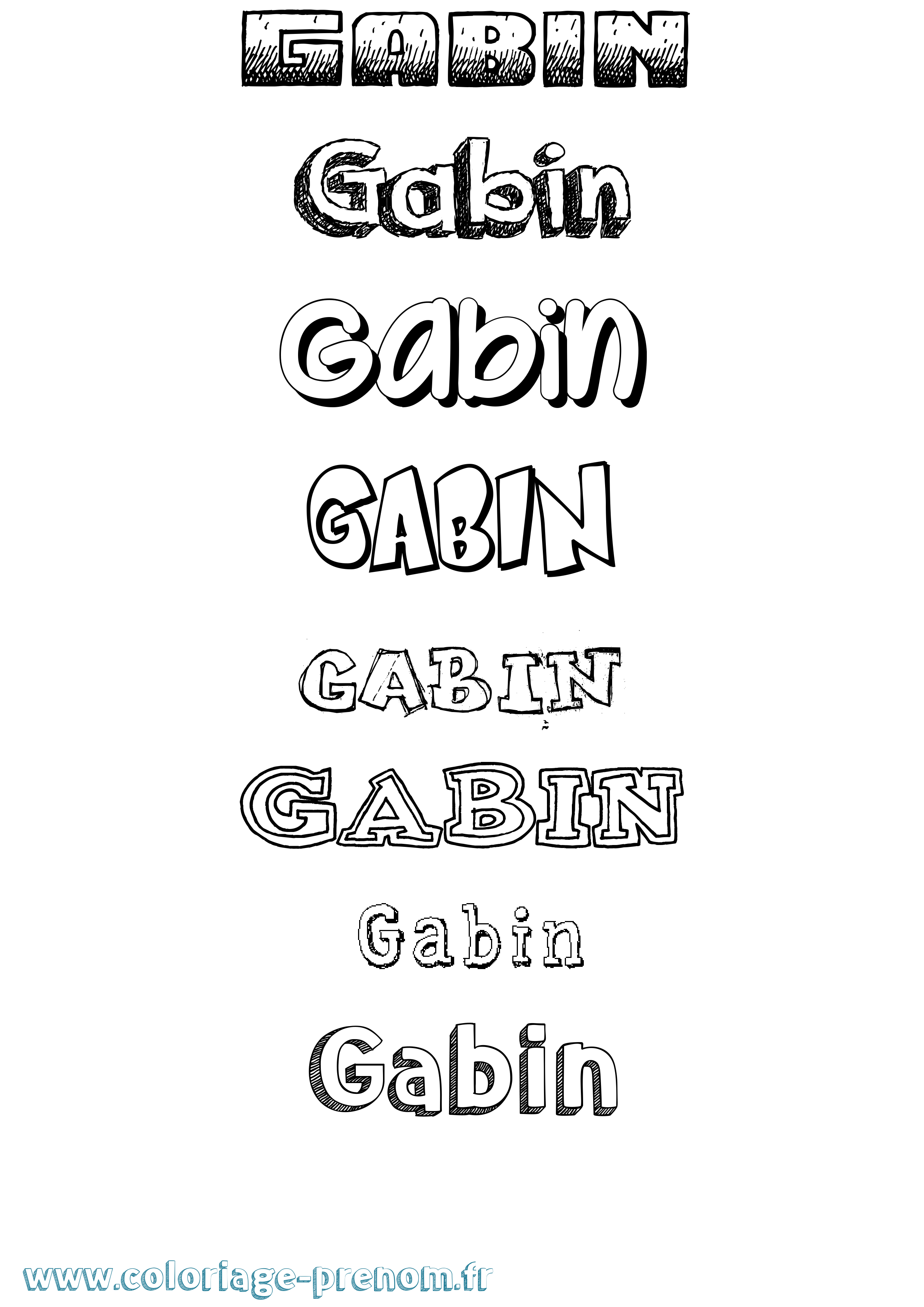 Coloriage prénom Gabin Dessiné