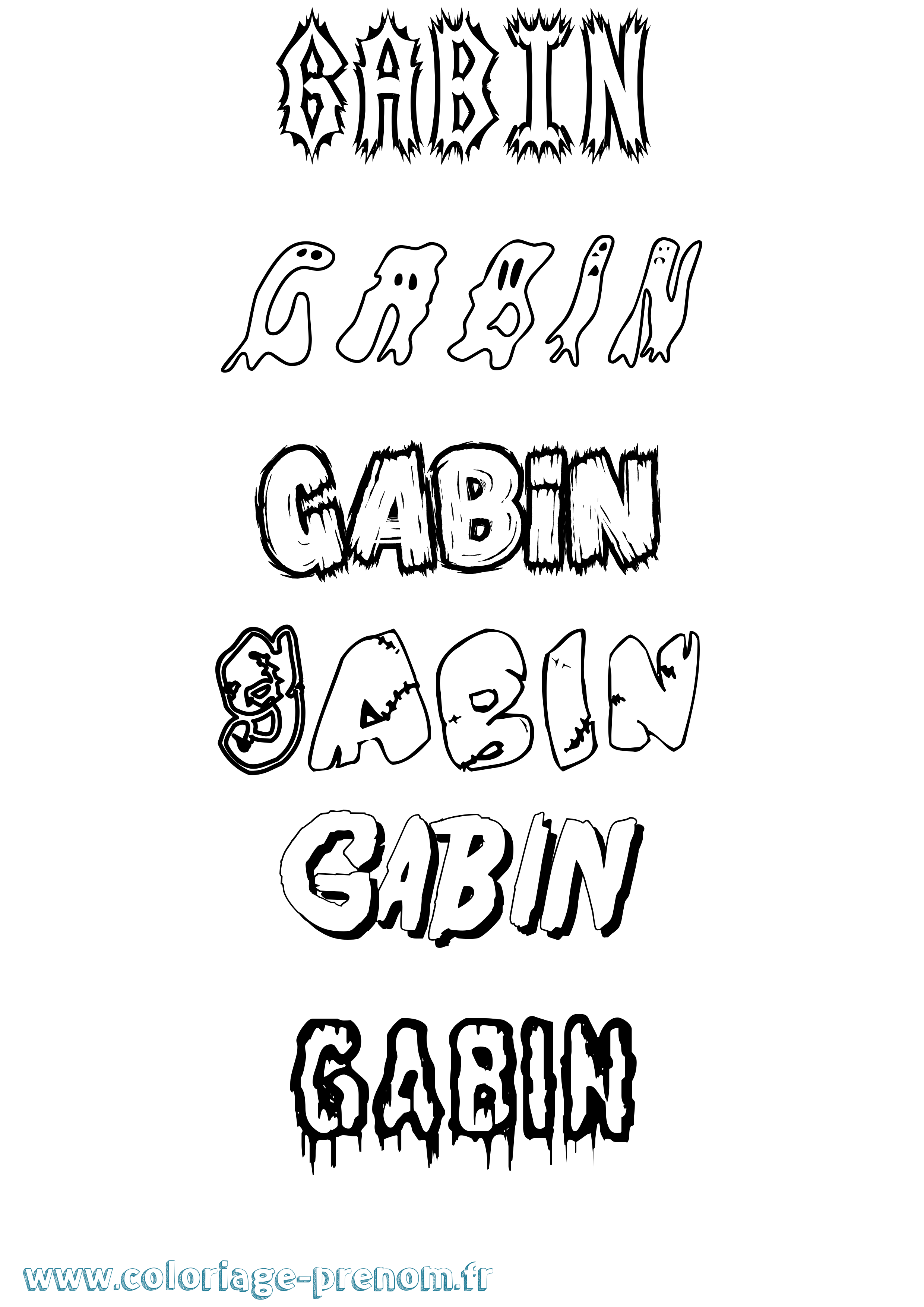 Coloriage prénom Gabin Frisson