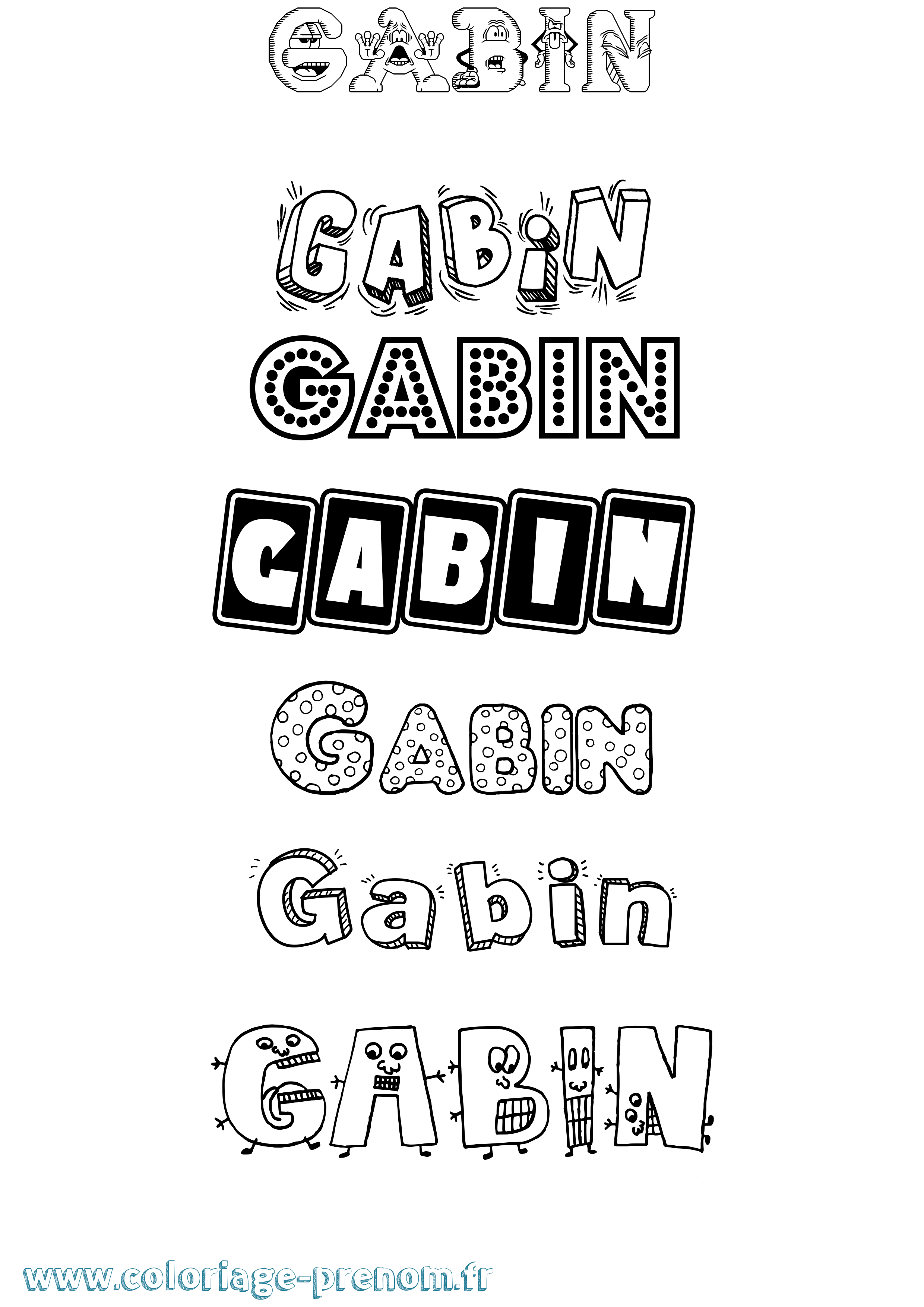 Coloriage prénom Gabin Fun