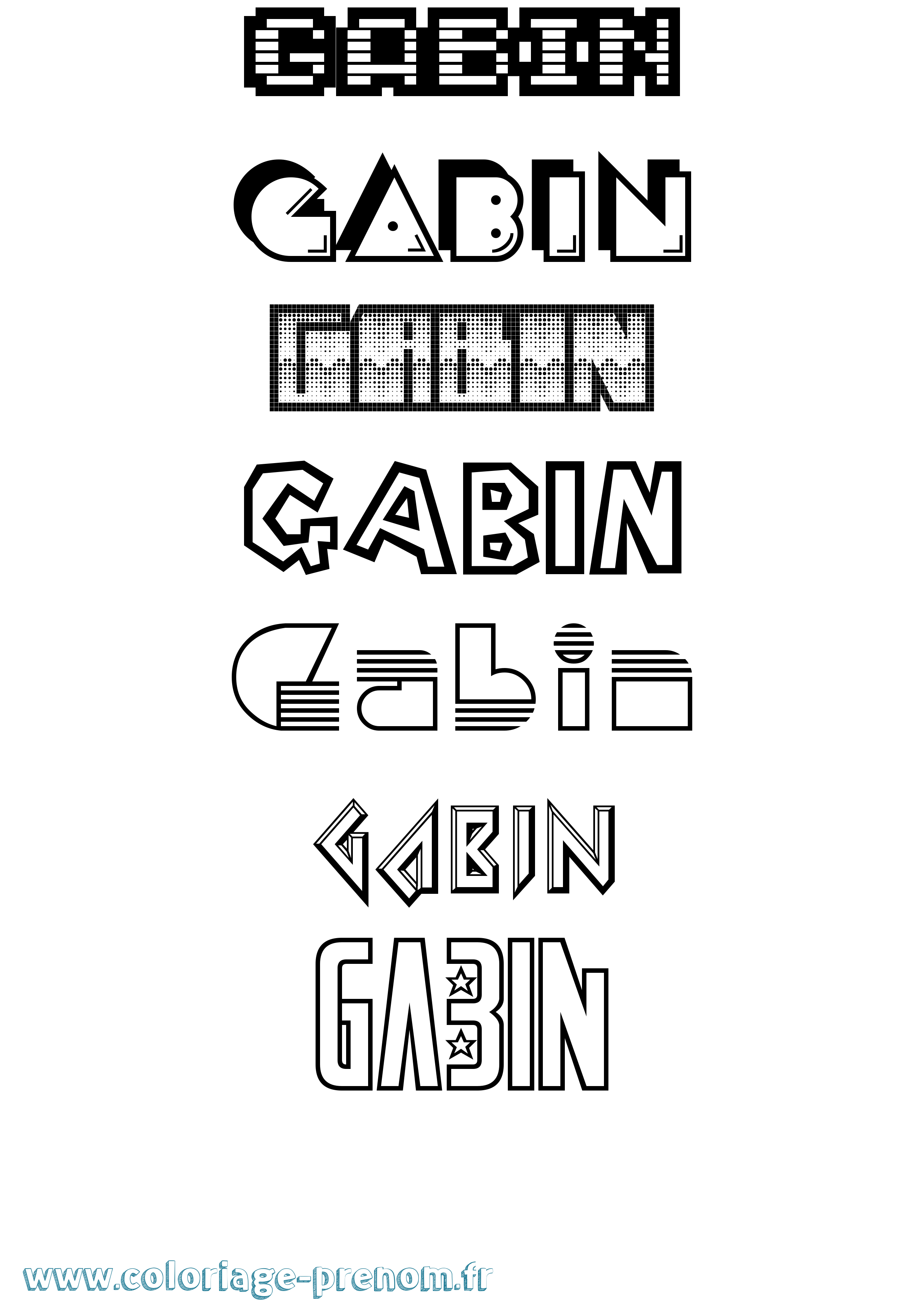 Coloriage prénom Gabin Jeux Vidéos