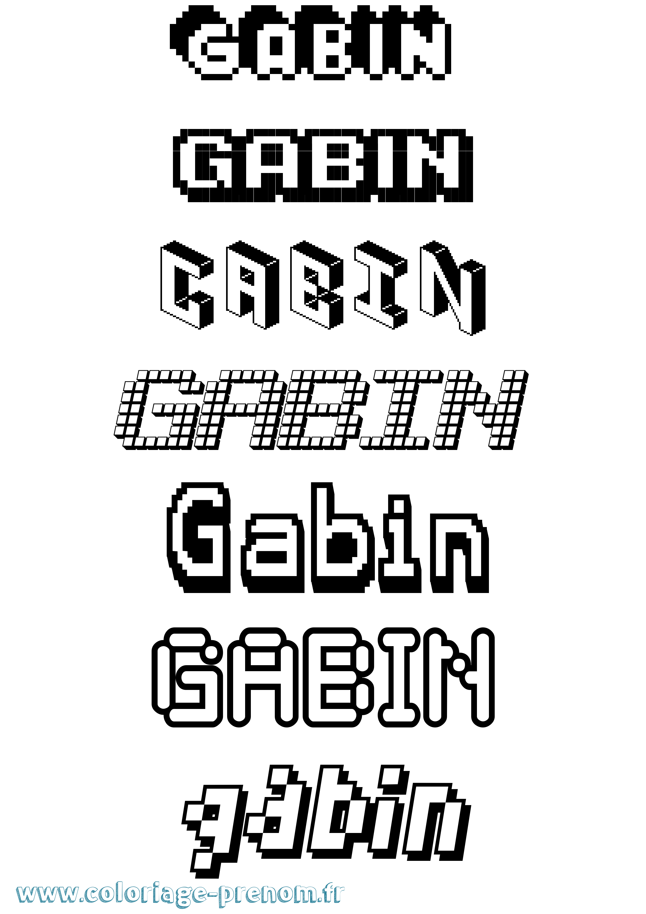 Coloriage prénom Gabin Pixel