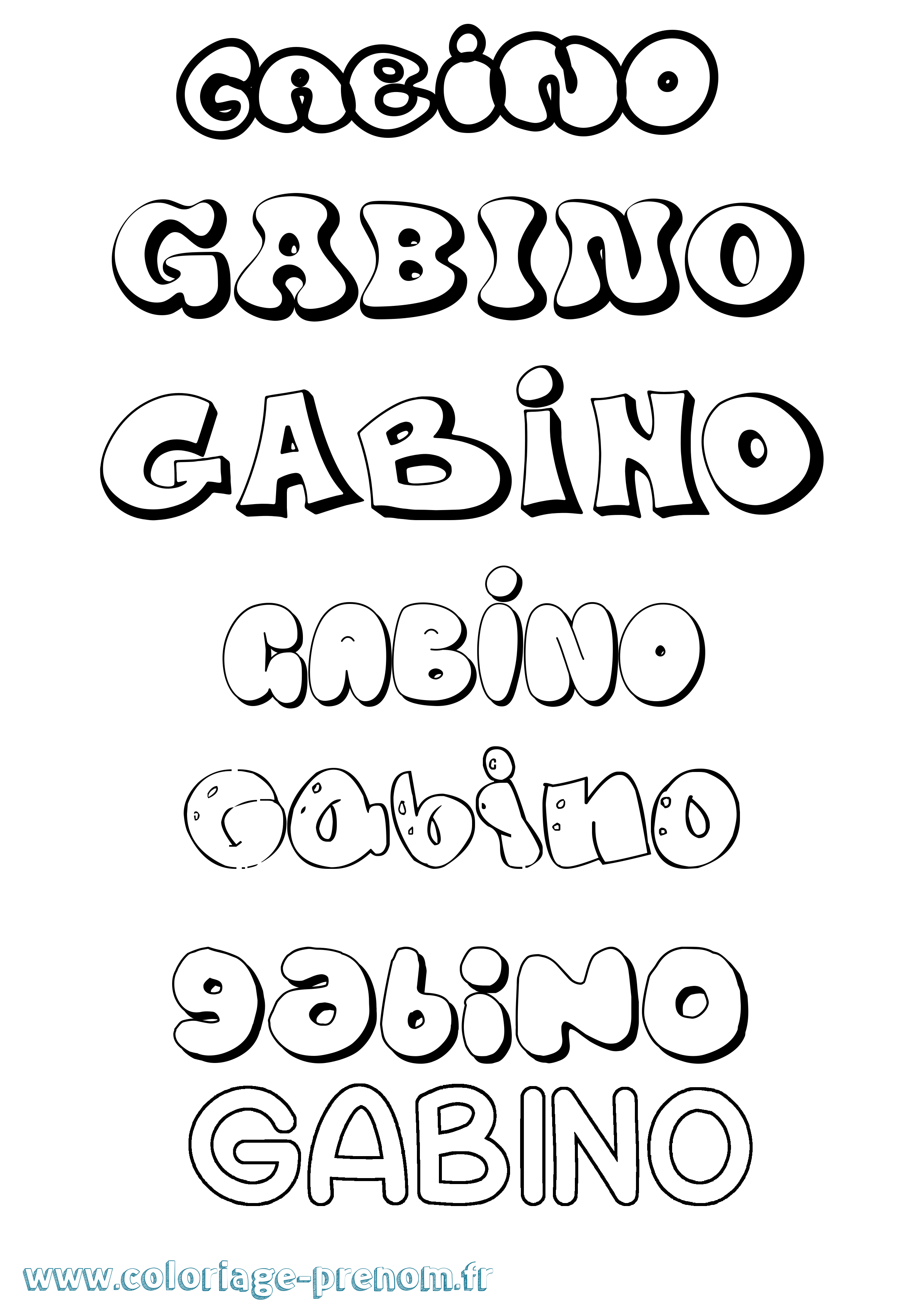 Coloriage prénom Gabino Bubble