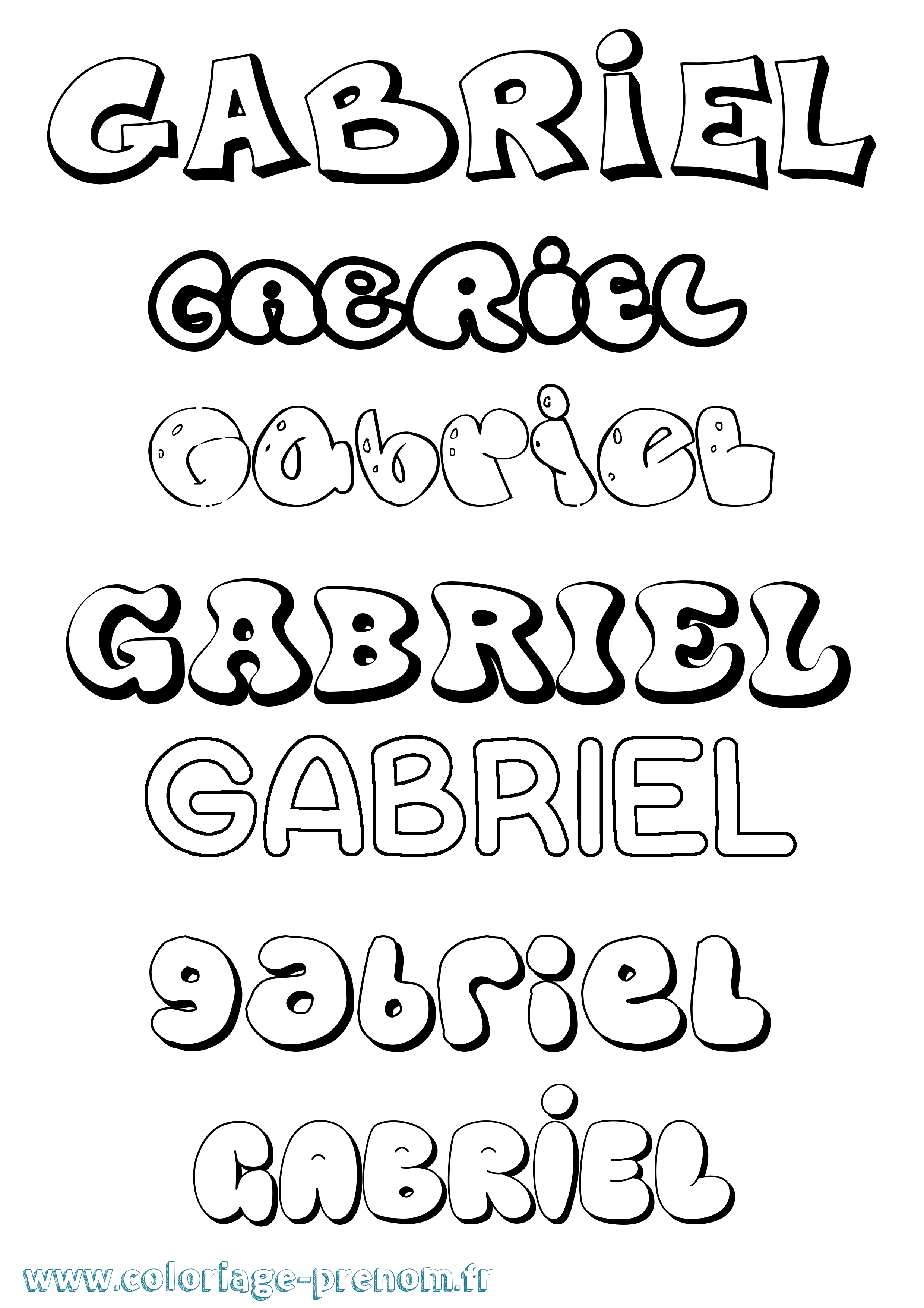 Coloriage prénom Gabriel Bubble