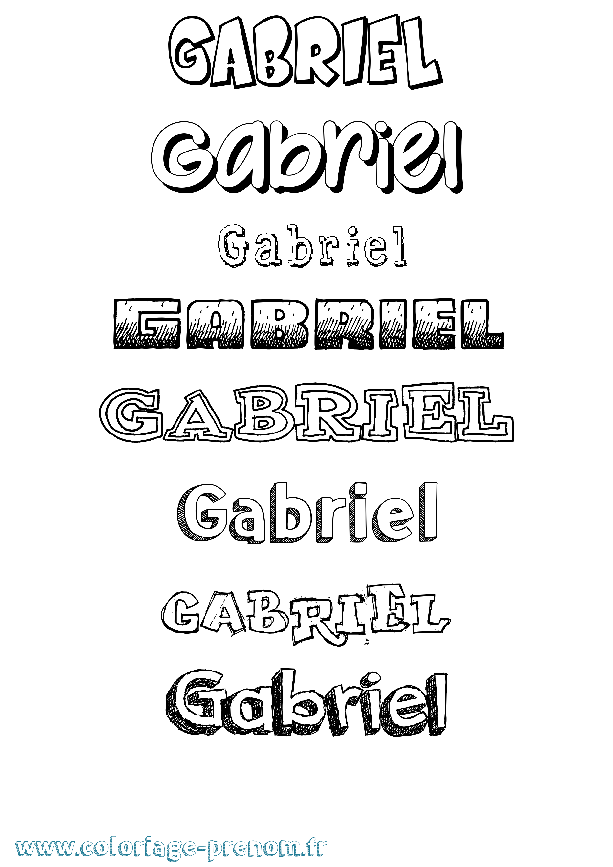 Coloriage prénom Gabriel Dessiné