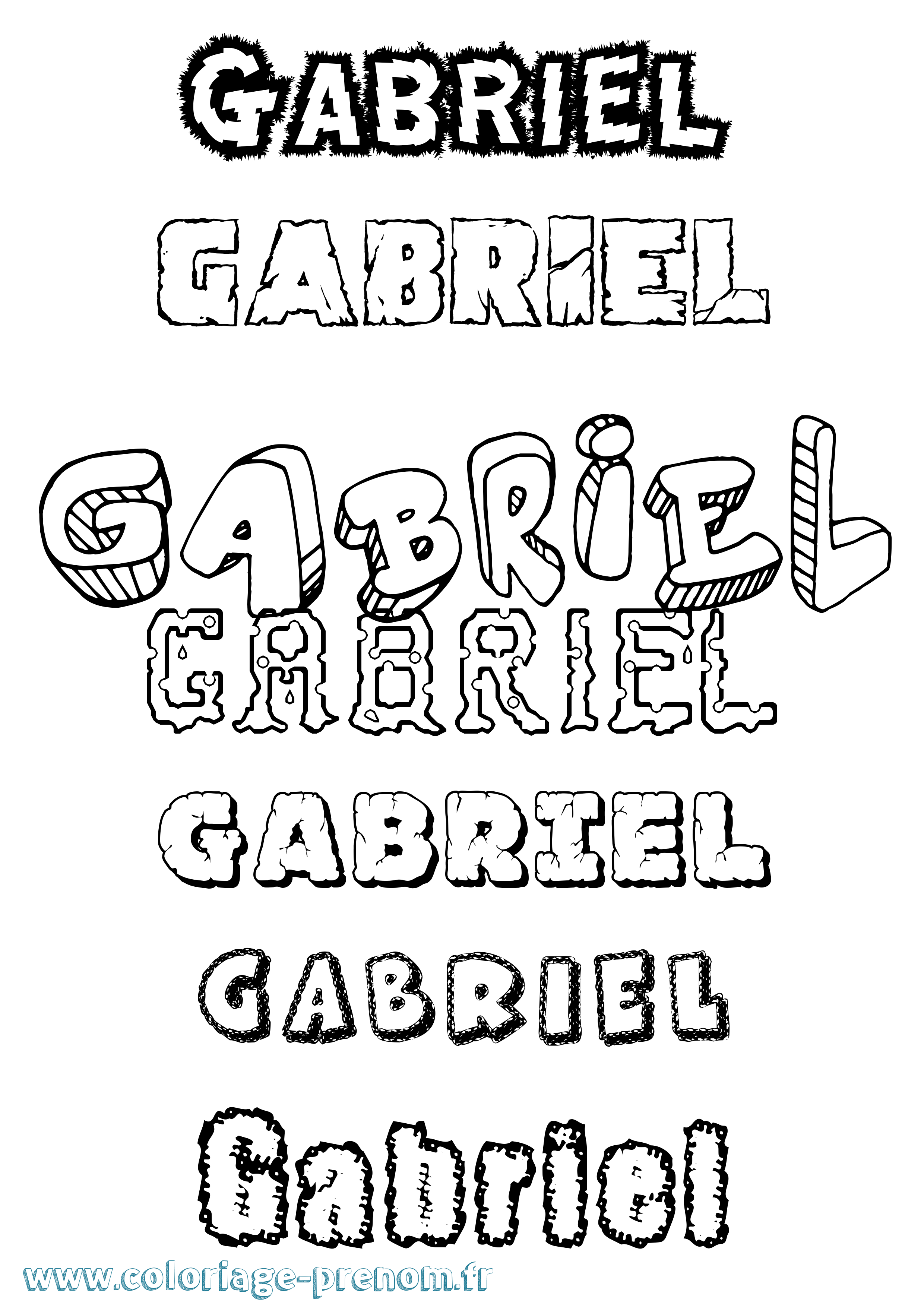 Coloriage prénom Gabriel Destructuré