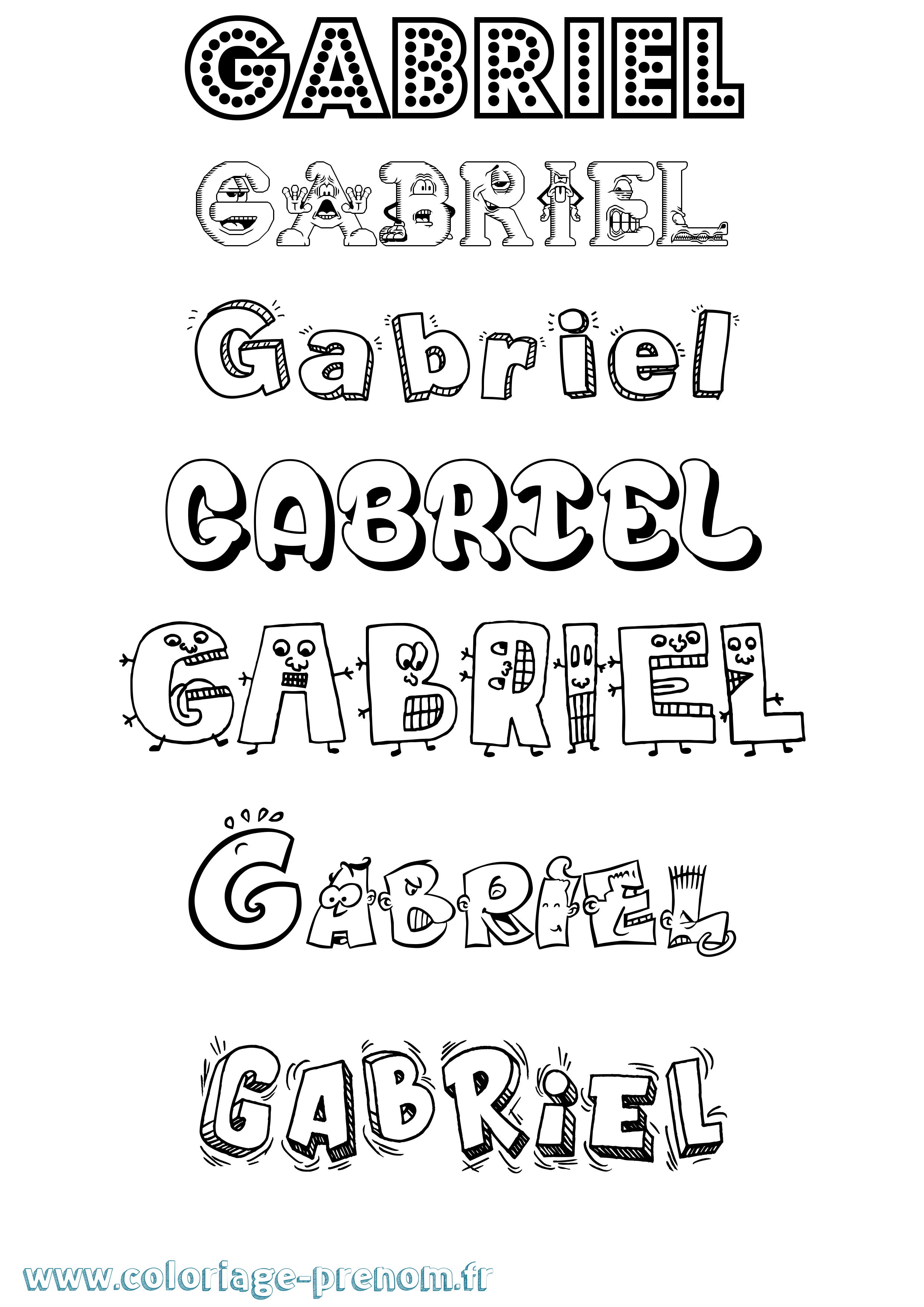 Coloriage prénom Gabriel Fun
