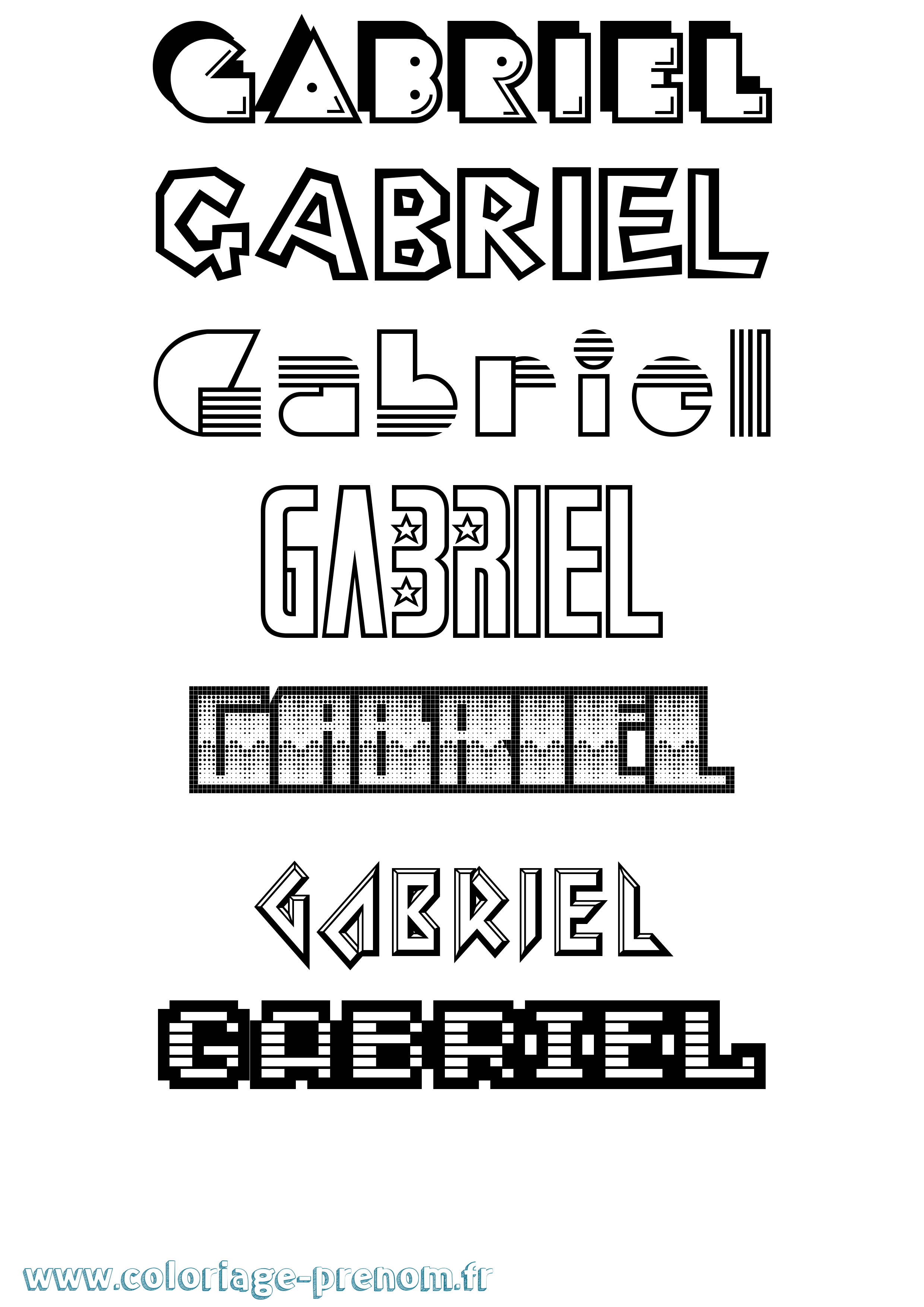 Coloriage prénom Gabriel Jeux Vidéos