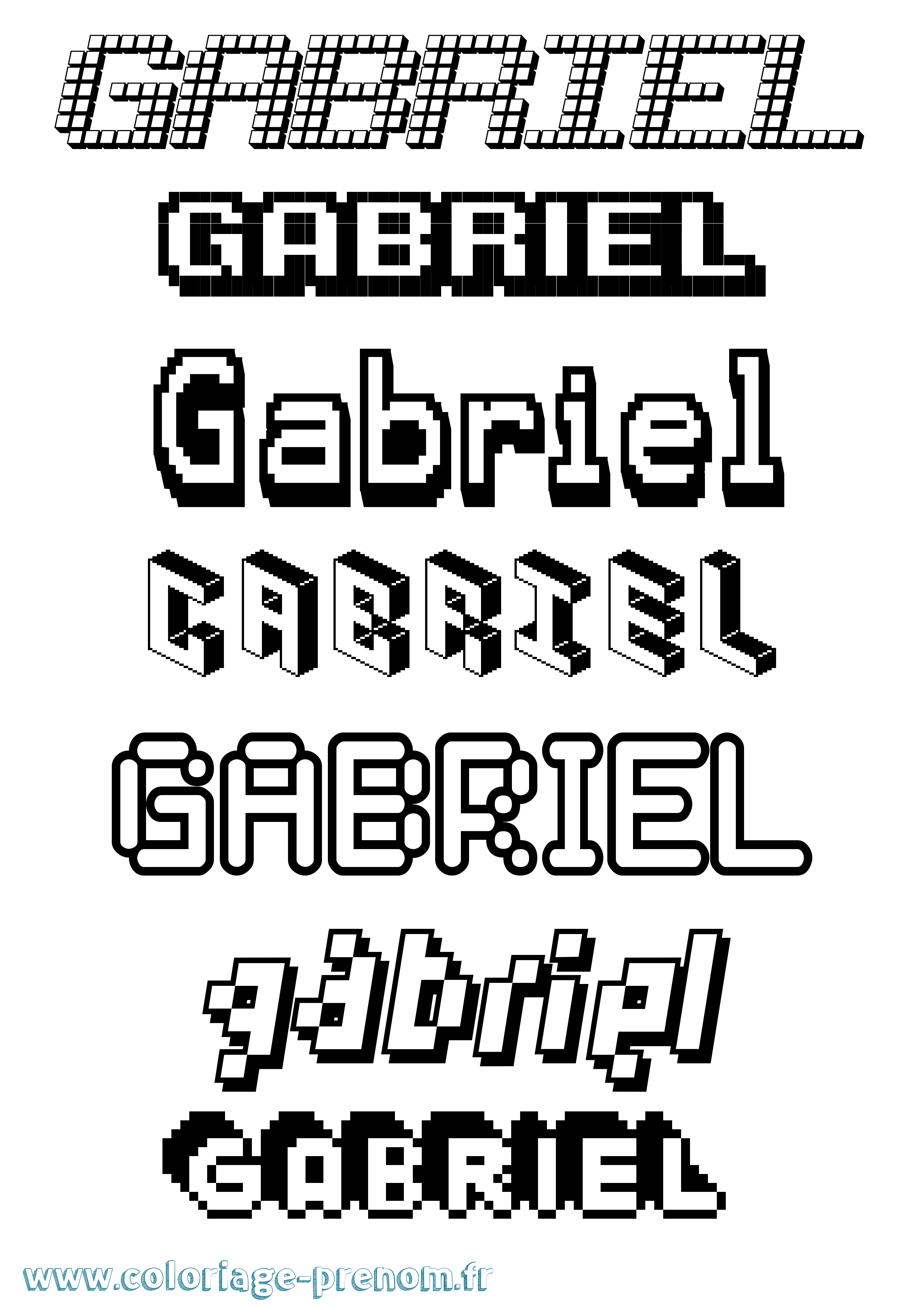 Coloriage prénom Gabriel Pixel