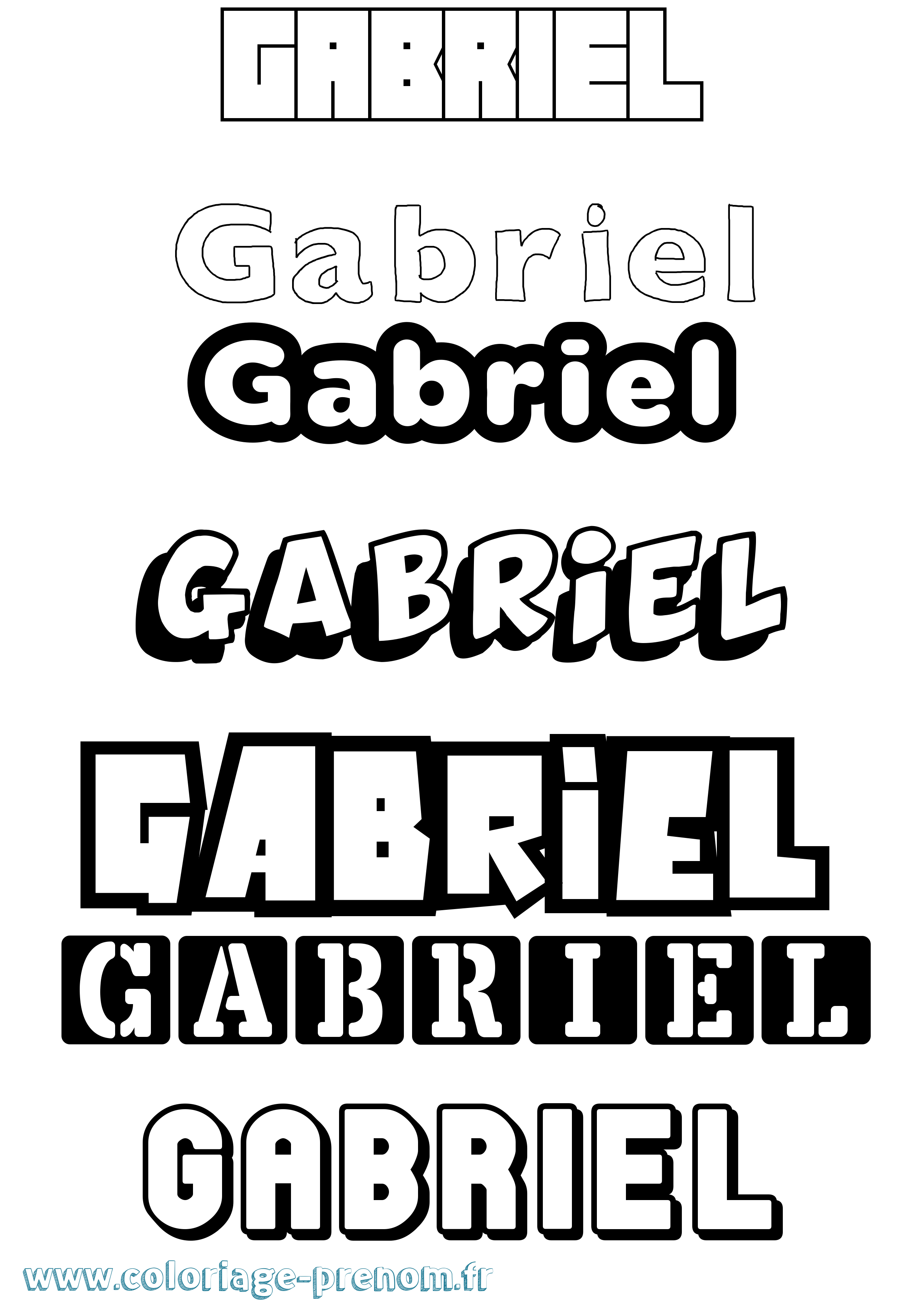 Coloriage prénom Gabriel Simple