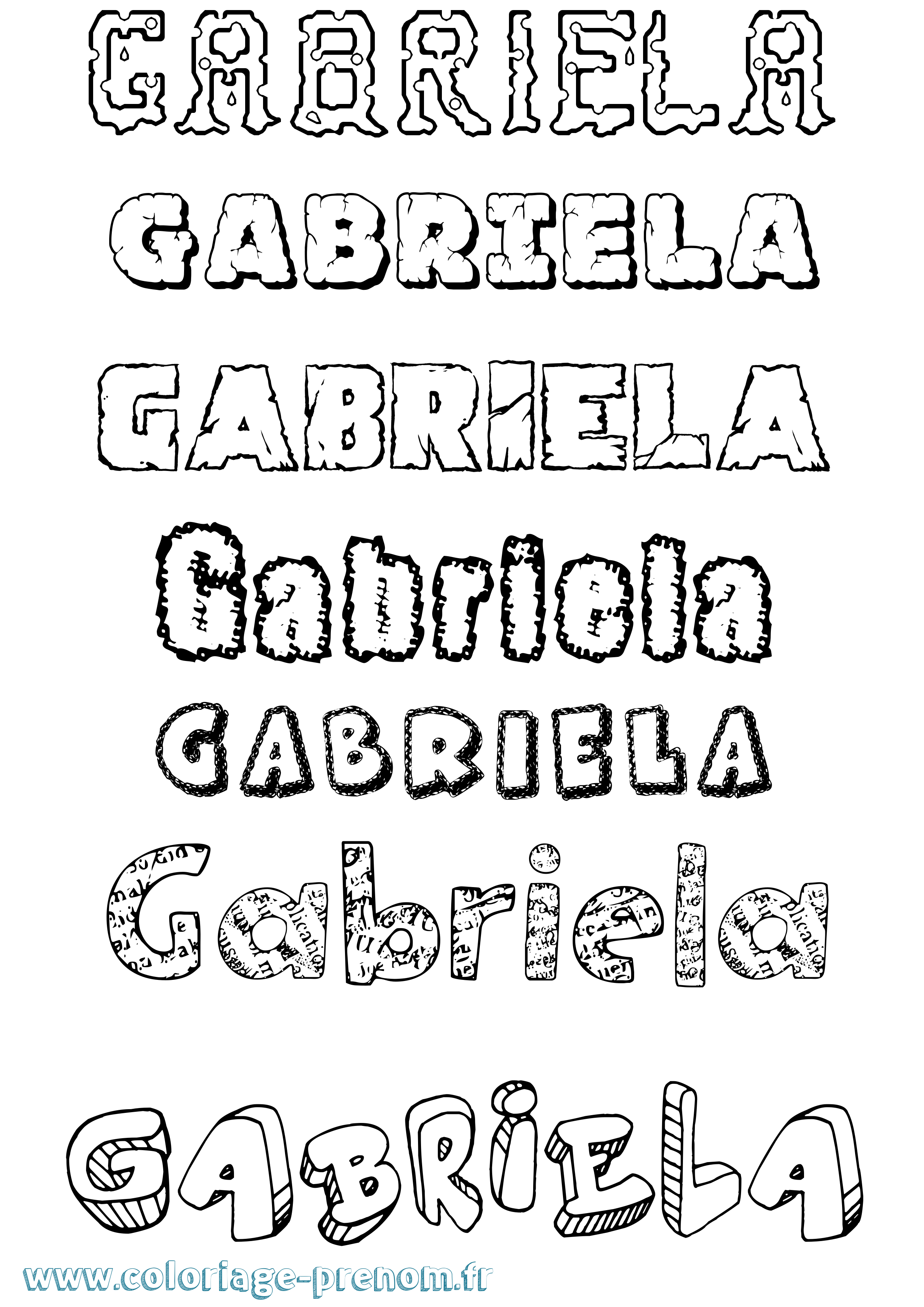 Coloriage prénom Gabriela Destructuré