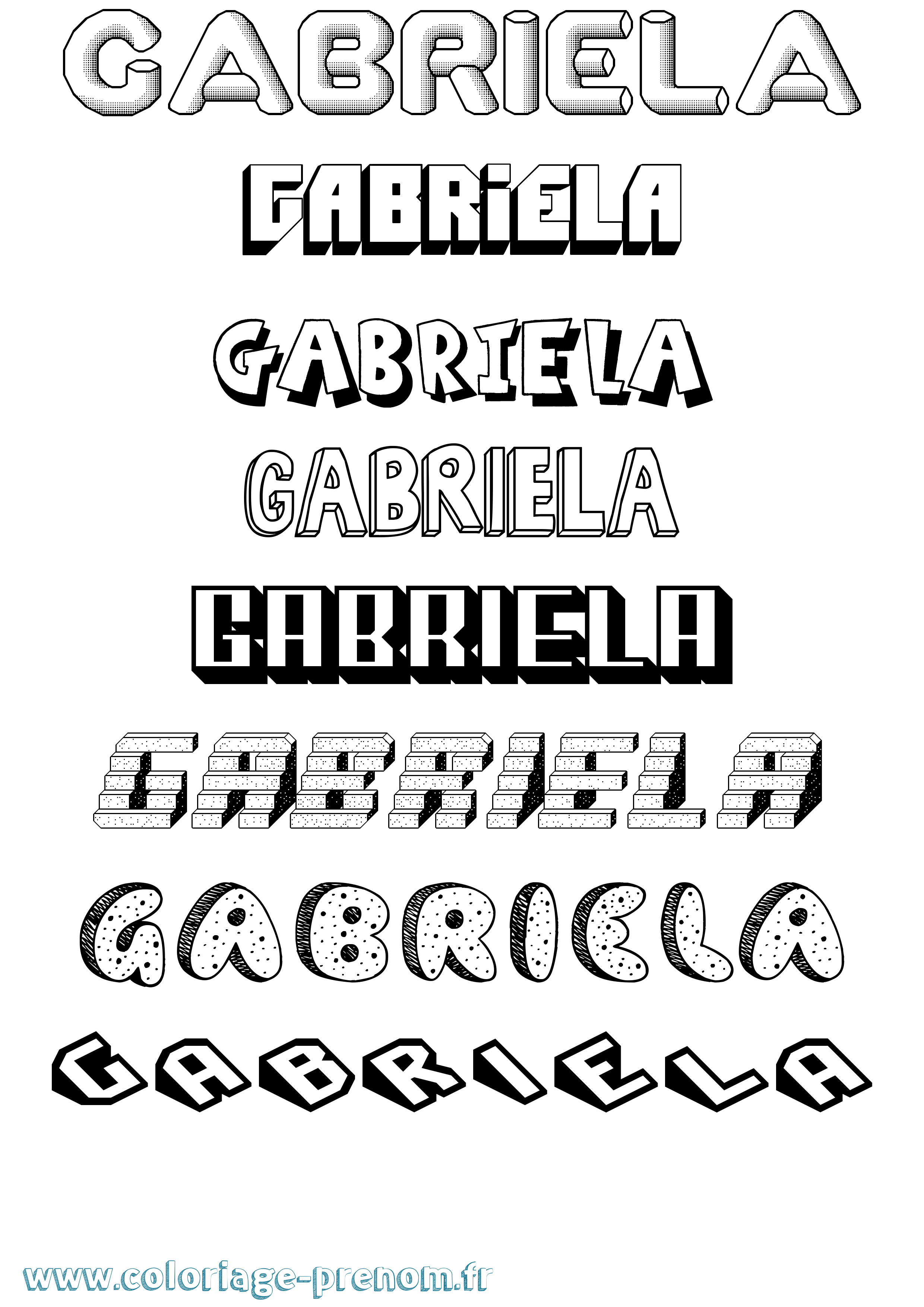 Coloriage prénom Gabriela Effet 3D
