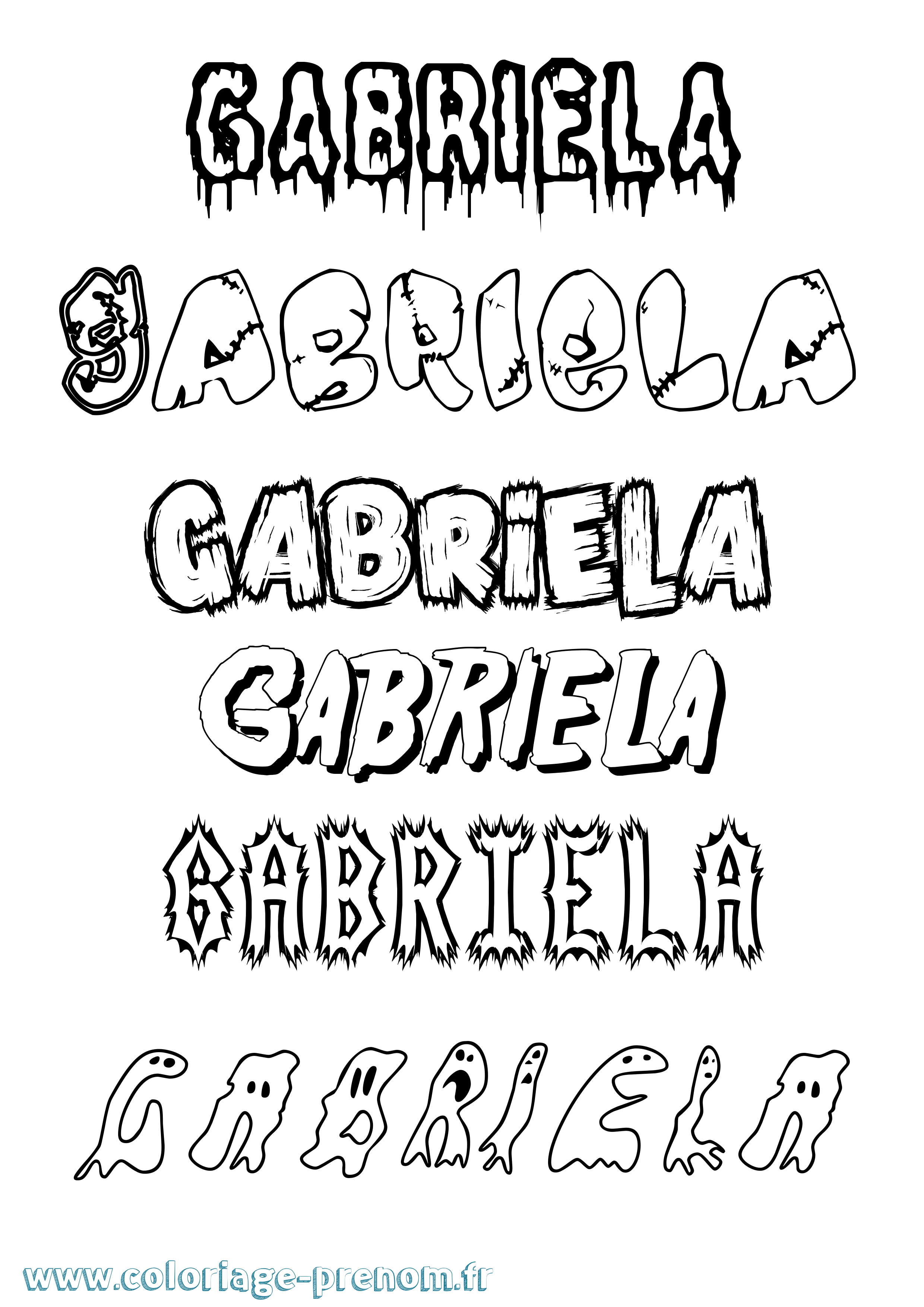 Coloriage prénom Gabriela Frisson