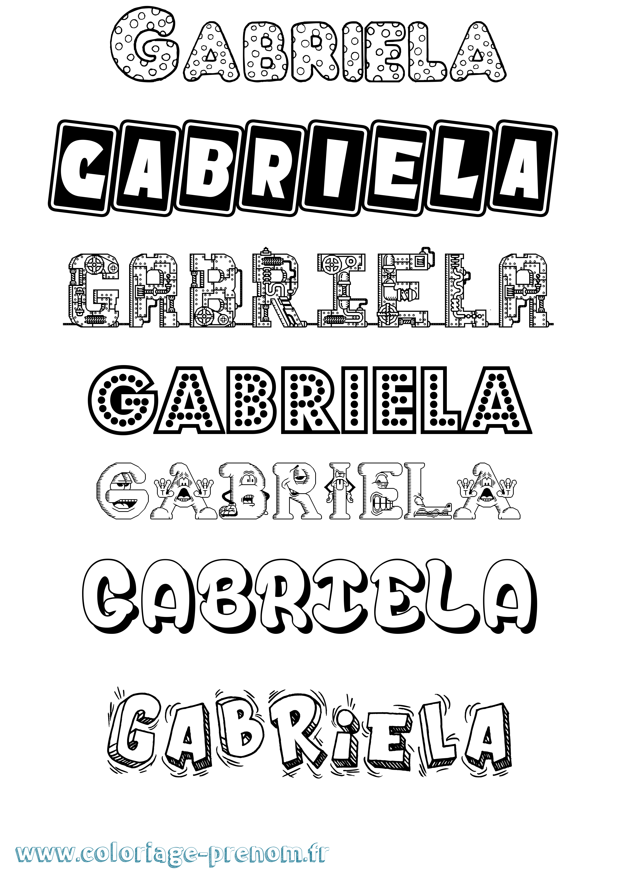 Coloriage prénom Gabriela Fun