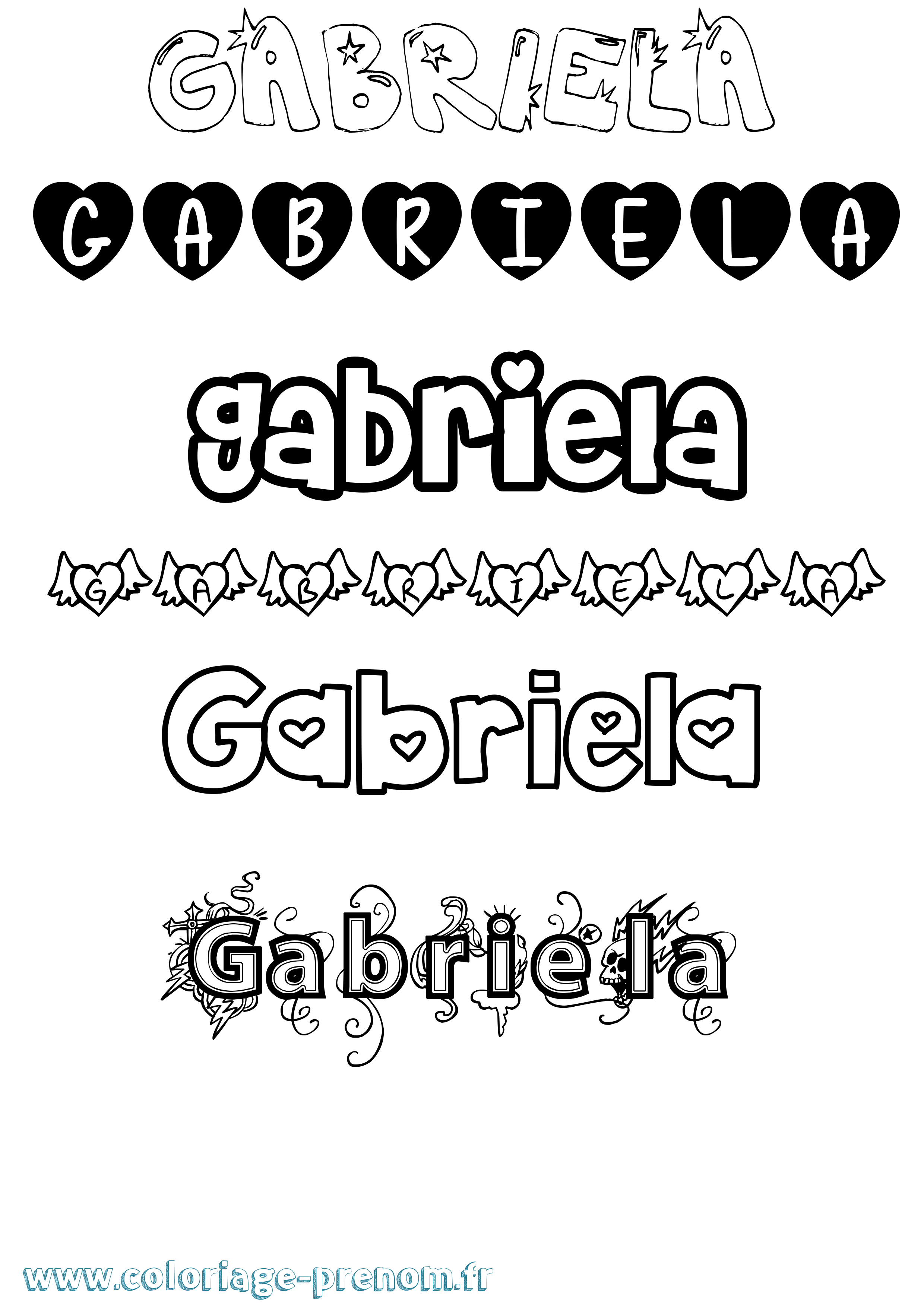 Coloriage prénom Gabriela Girly
