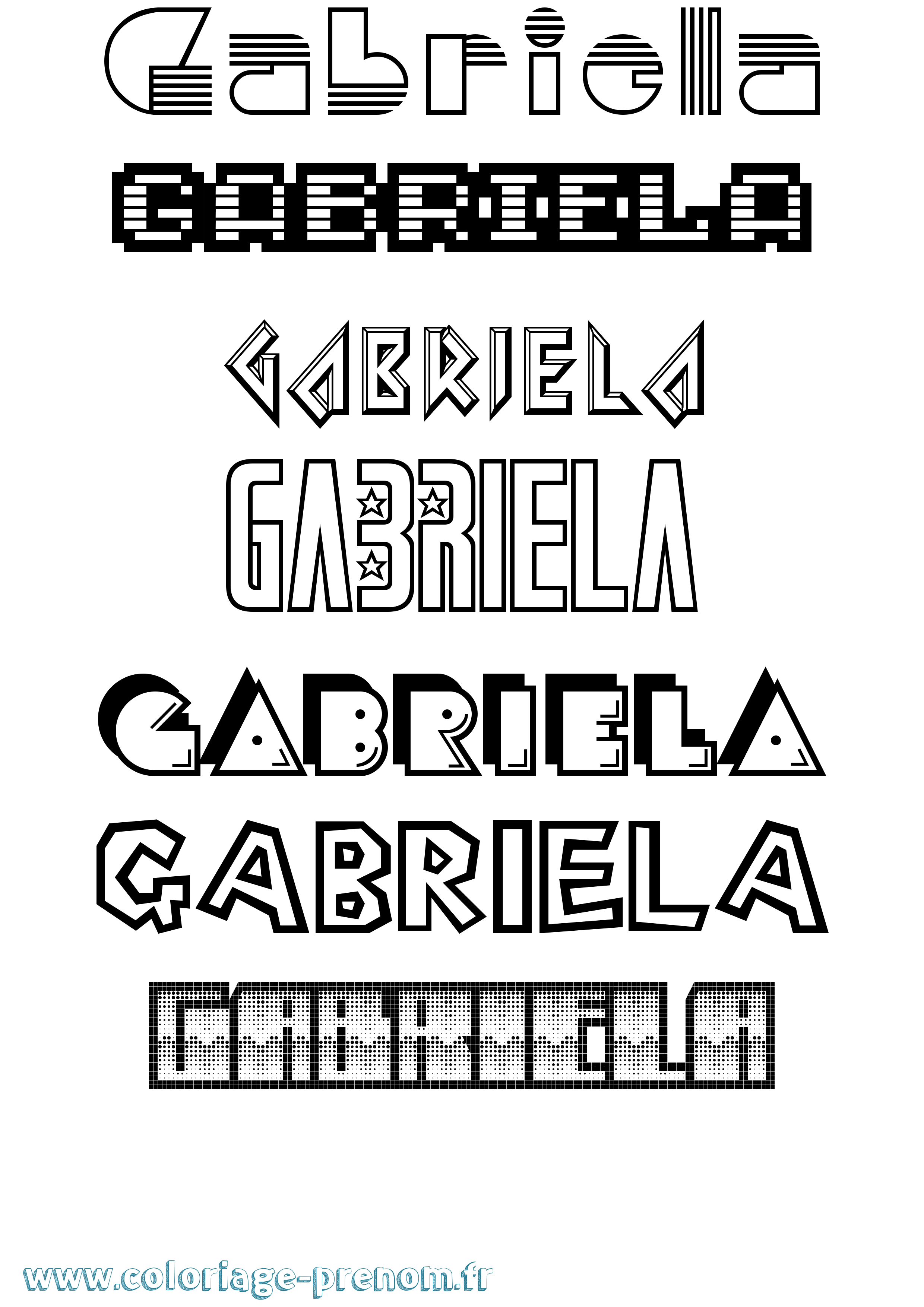 Coloriage prénom Gabriela Jeux Vidéos
