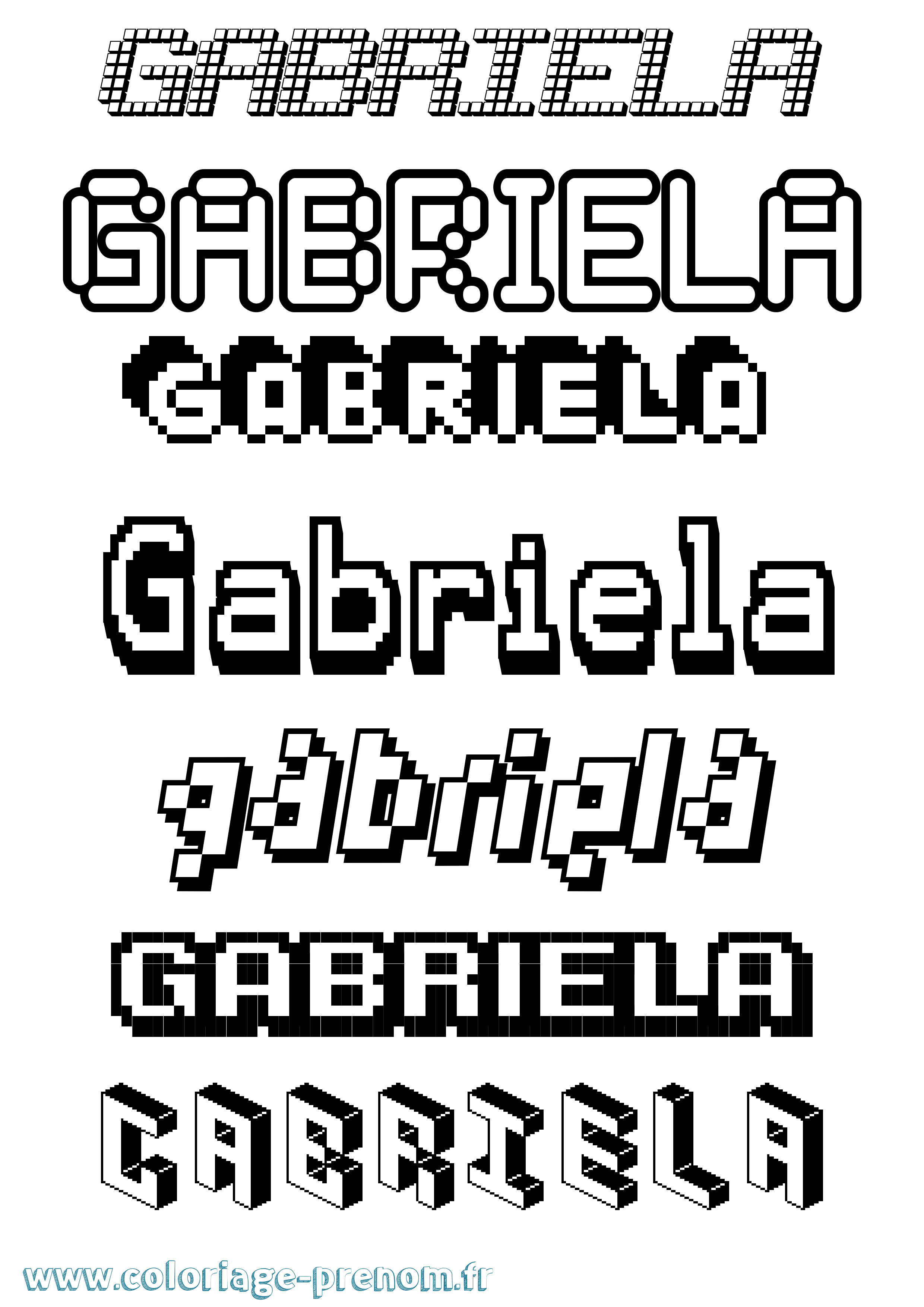 Coloriage prénom Gabriela Pixel