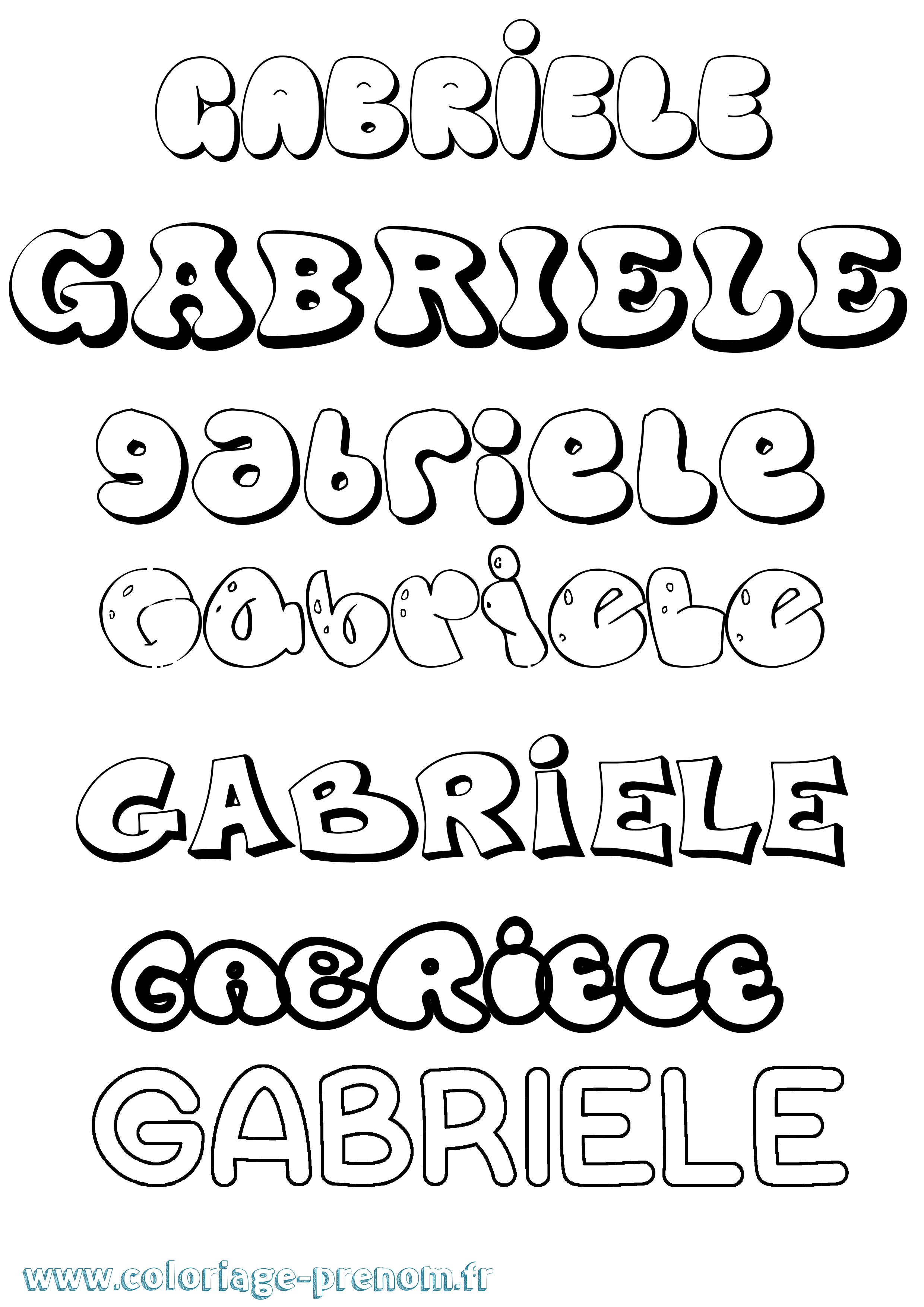 Coloriage Gabriele Bubble Coloriage prénom Gabriele Bubble