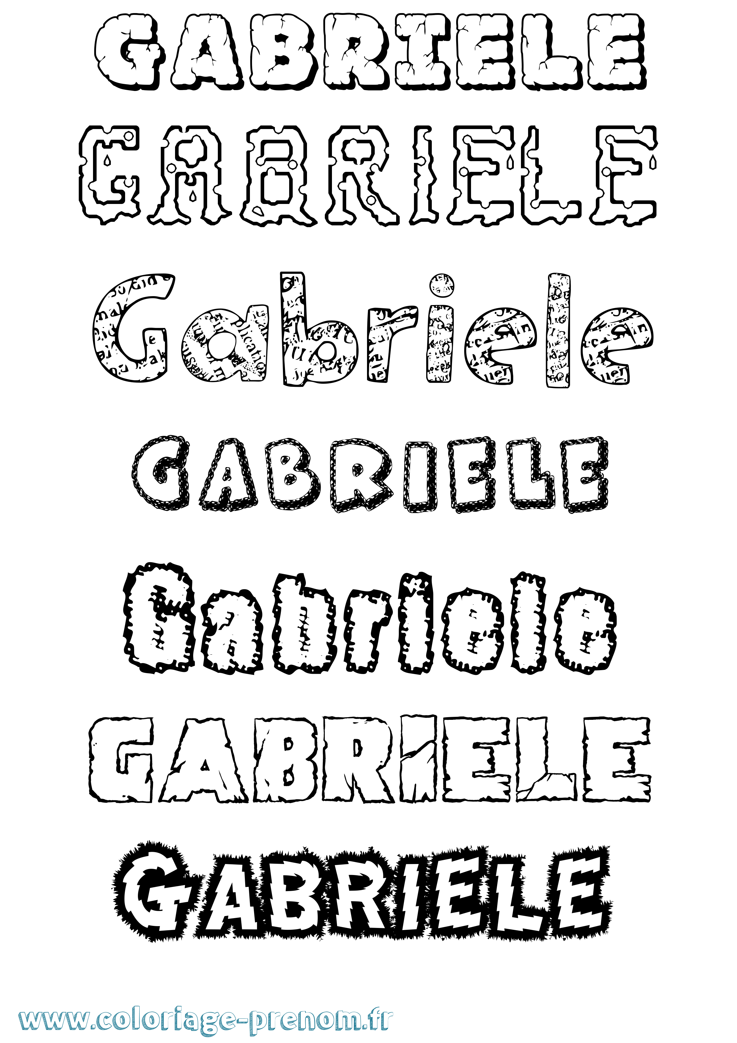 Coloriage Gabriele Destructuré Coloriage prénom Gabriele Destructuré