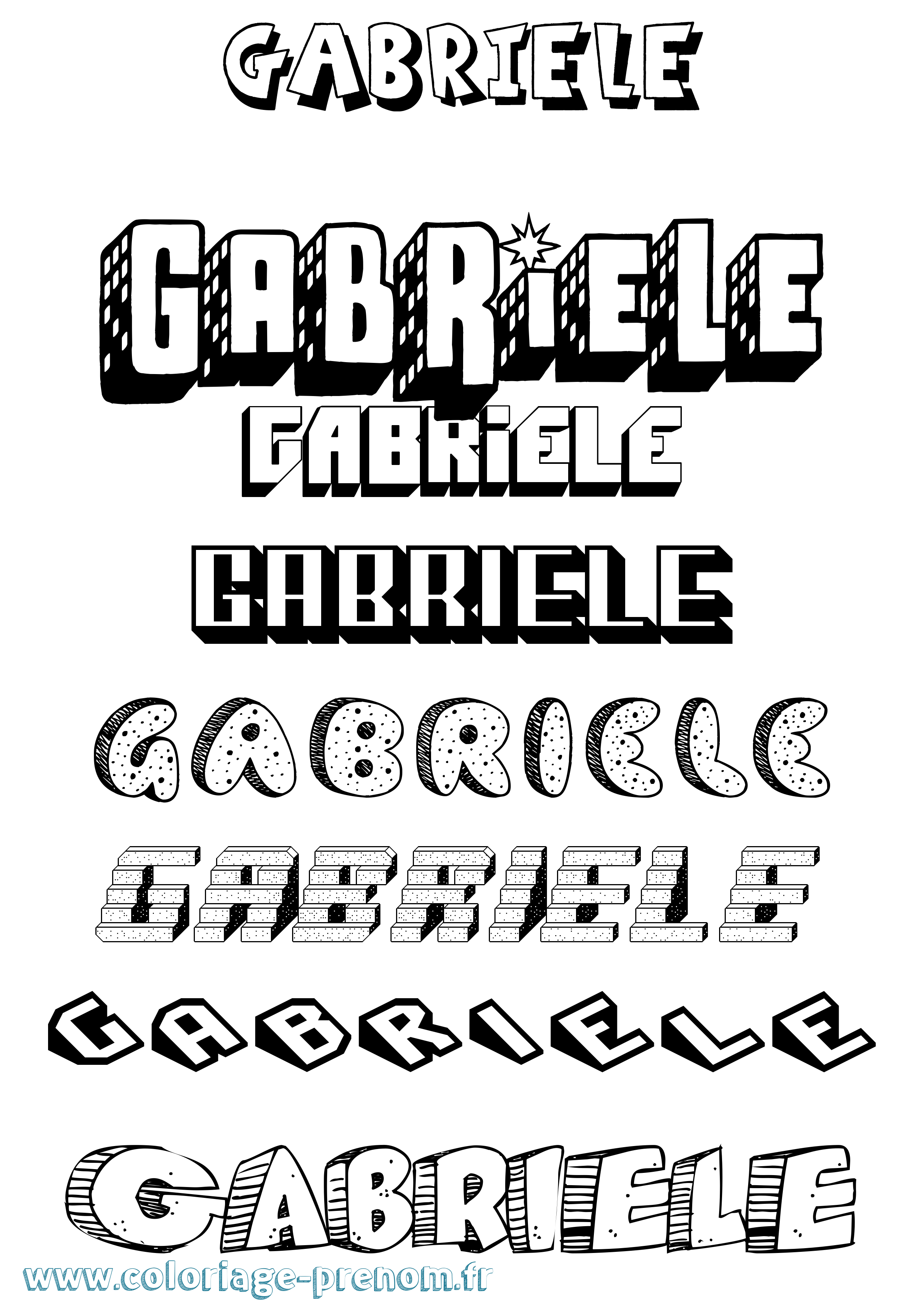 Coloriage Gabriele Effet 3D Coloriage prénom Gabriele Effet 3D