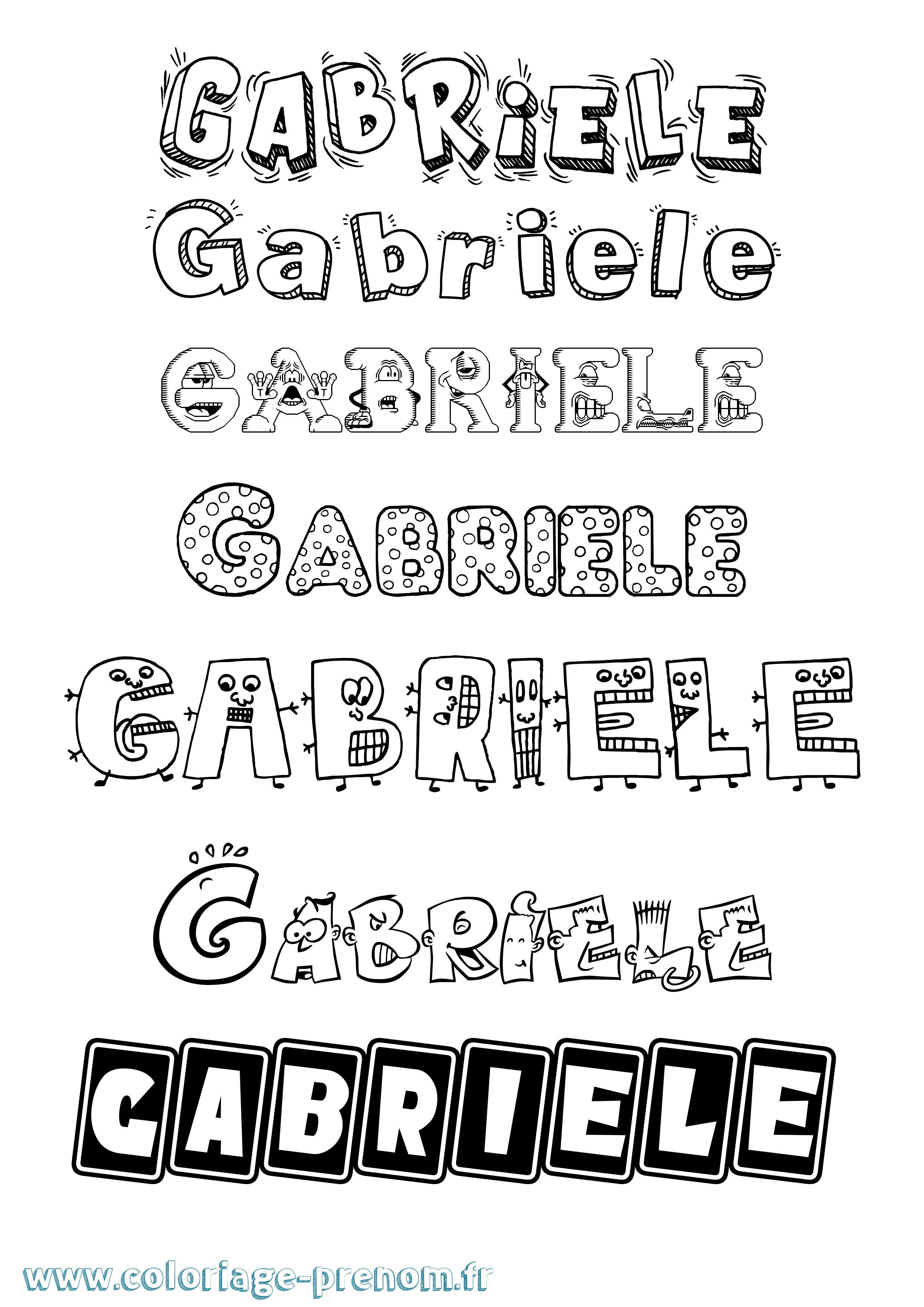 Coloriage Gabriele Fun Coloriage prénom Gabriele Fun