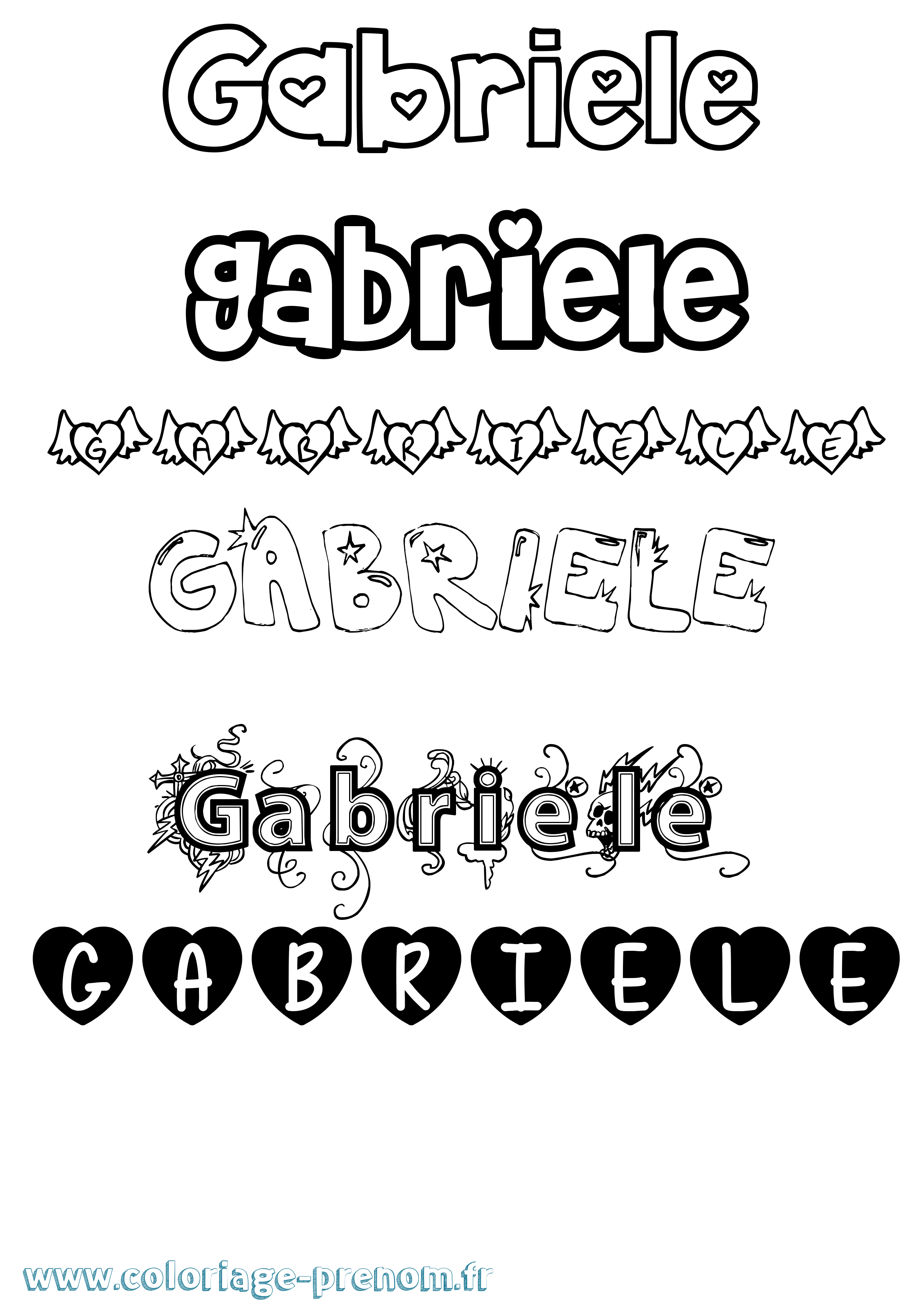 Coloriage Gabriele Girly Coloriage prénom Gabriele Girly