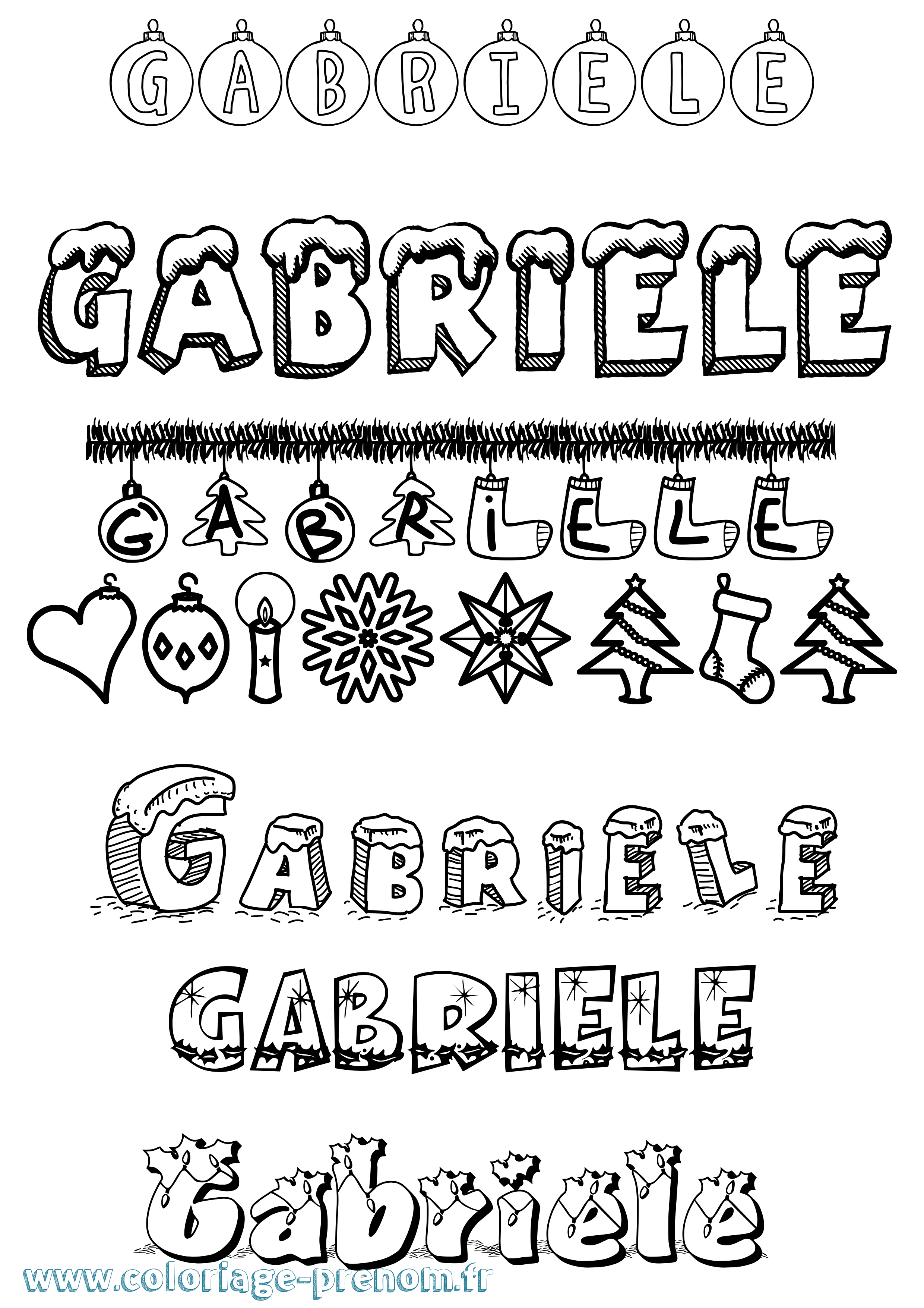 Coloriage Gabriele Noël Coloriage prénom Gabriele Noël