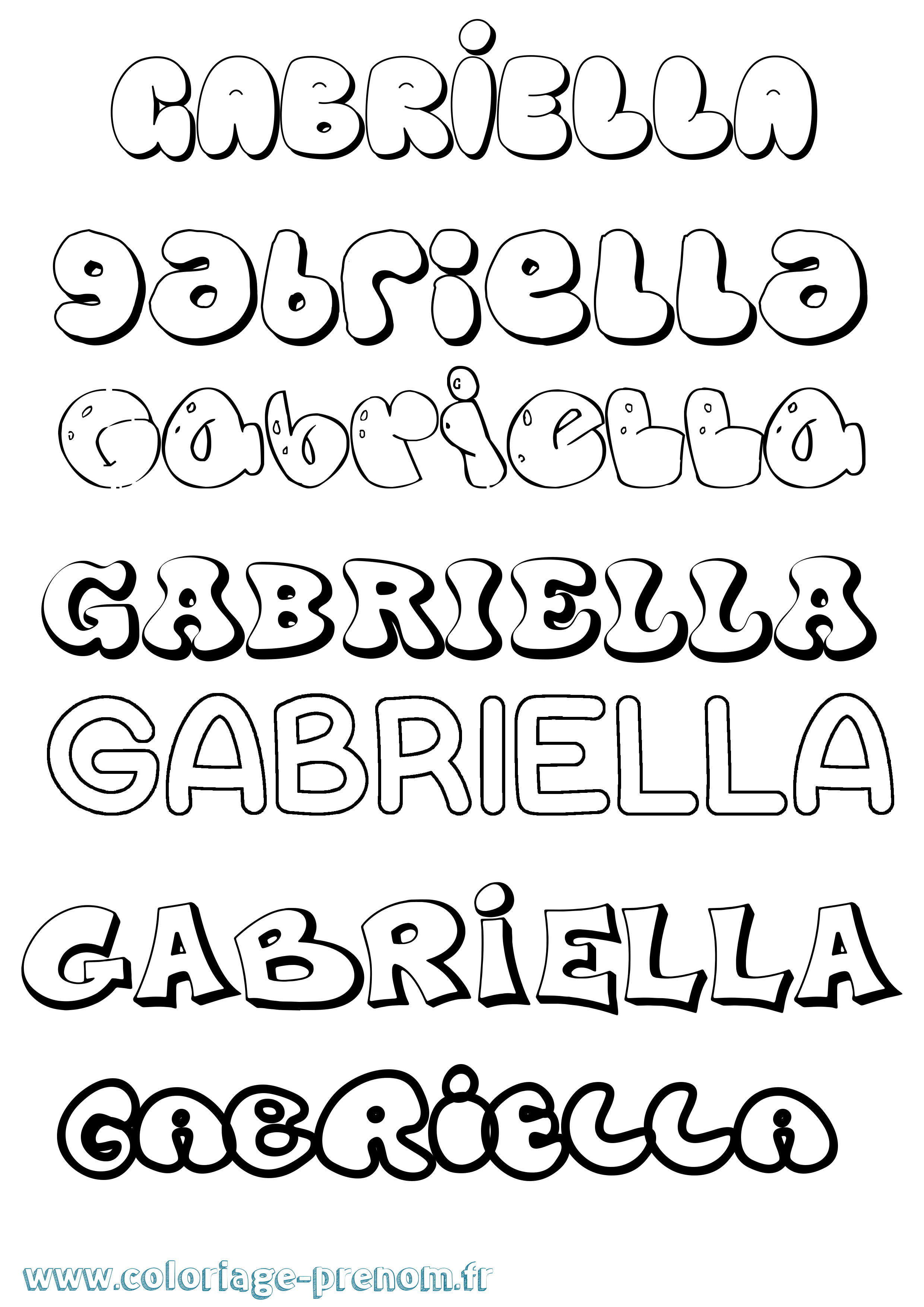 Coloriage prénom Gabriella
