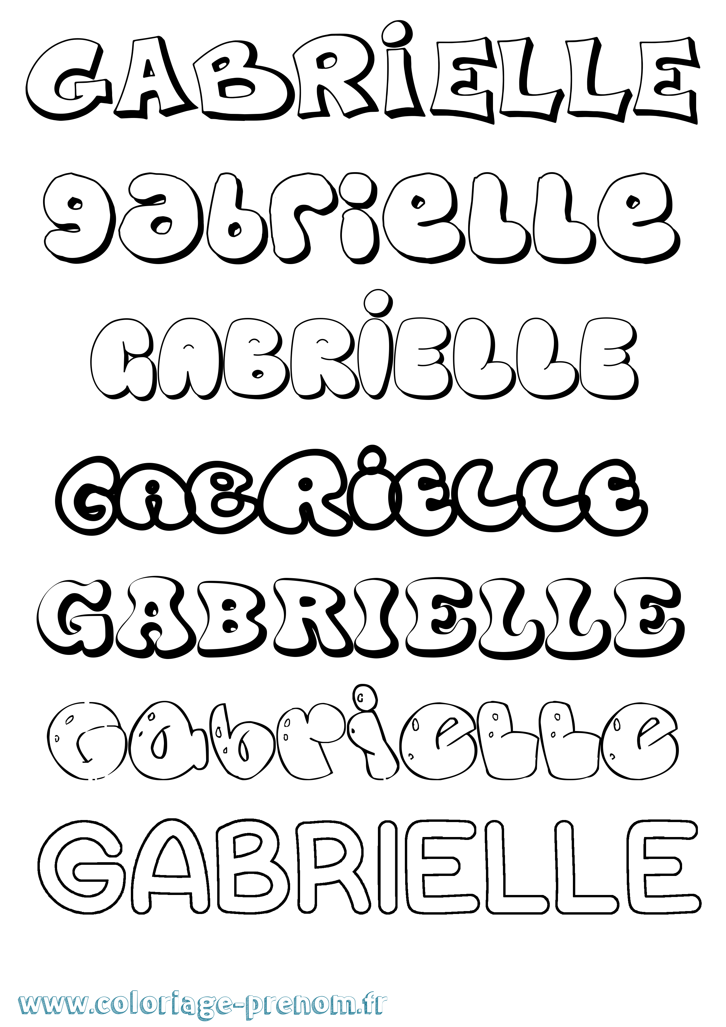 Coloriage prénom Gabrielle