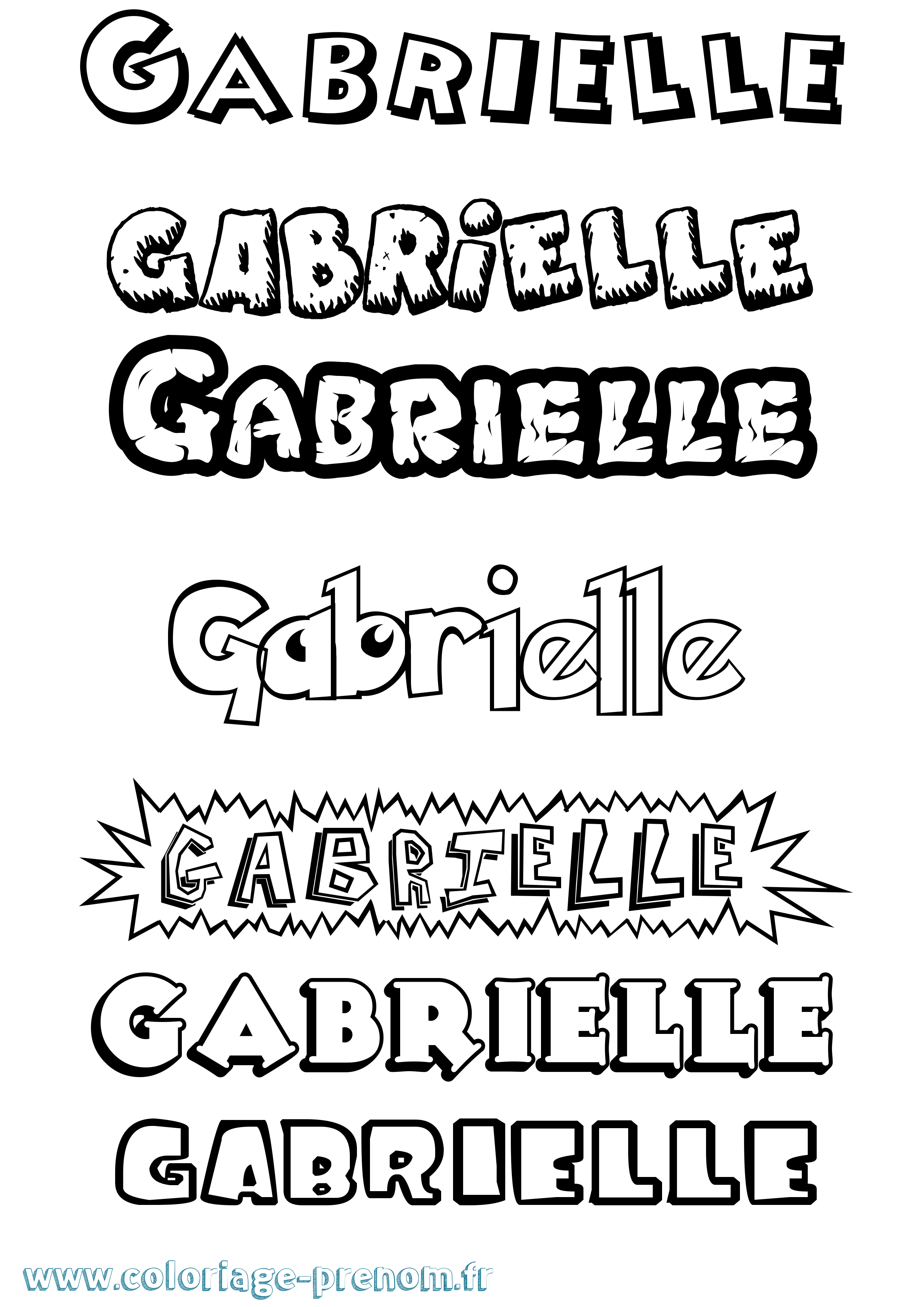 Coloriage prénom Gabrielle Dessin Animé