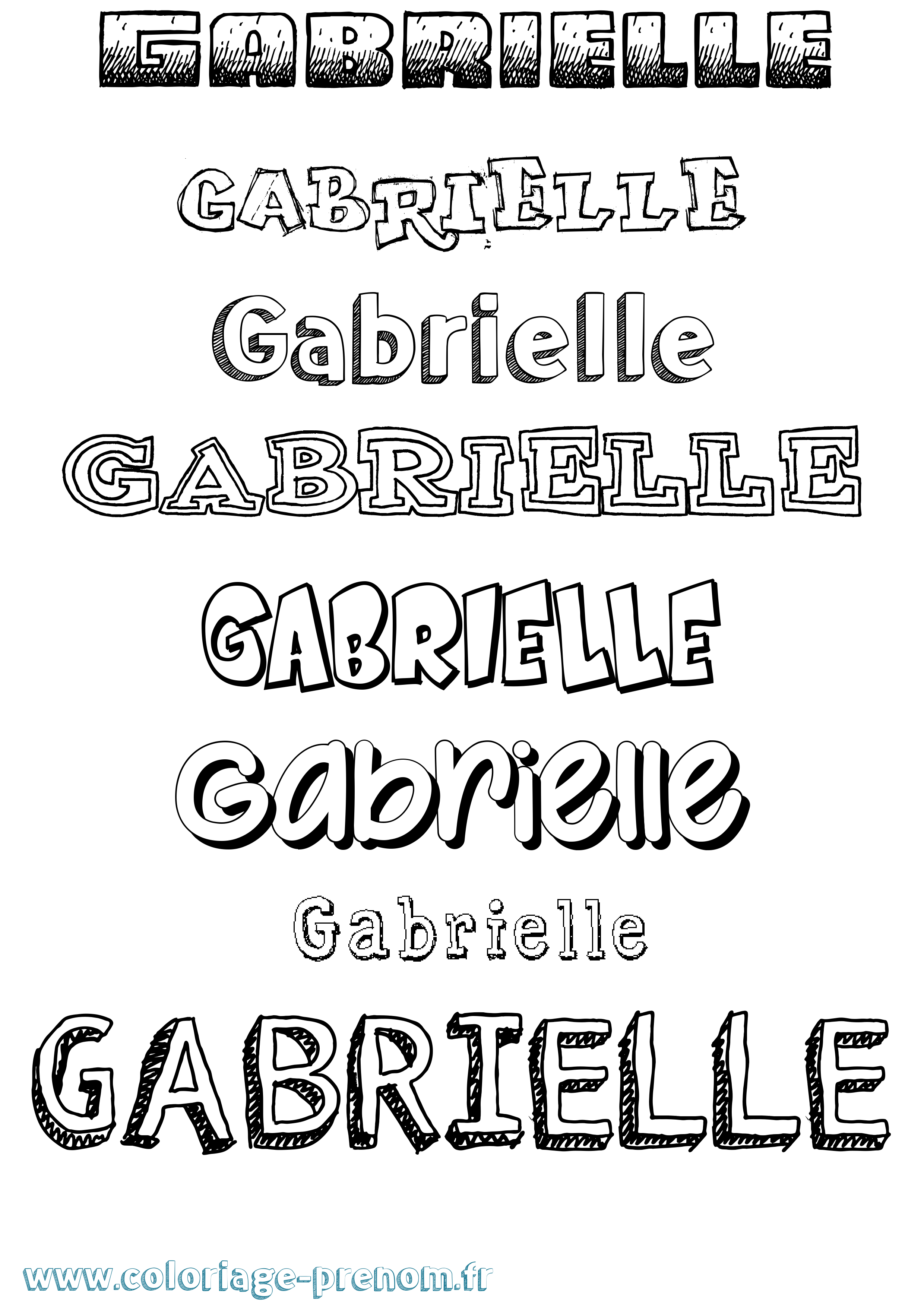 Coloriage prénom Gabrielle Dessiné