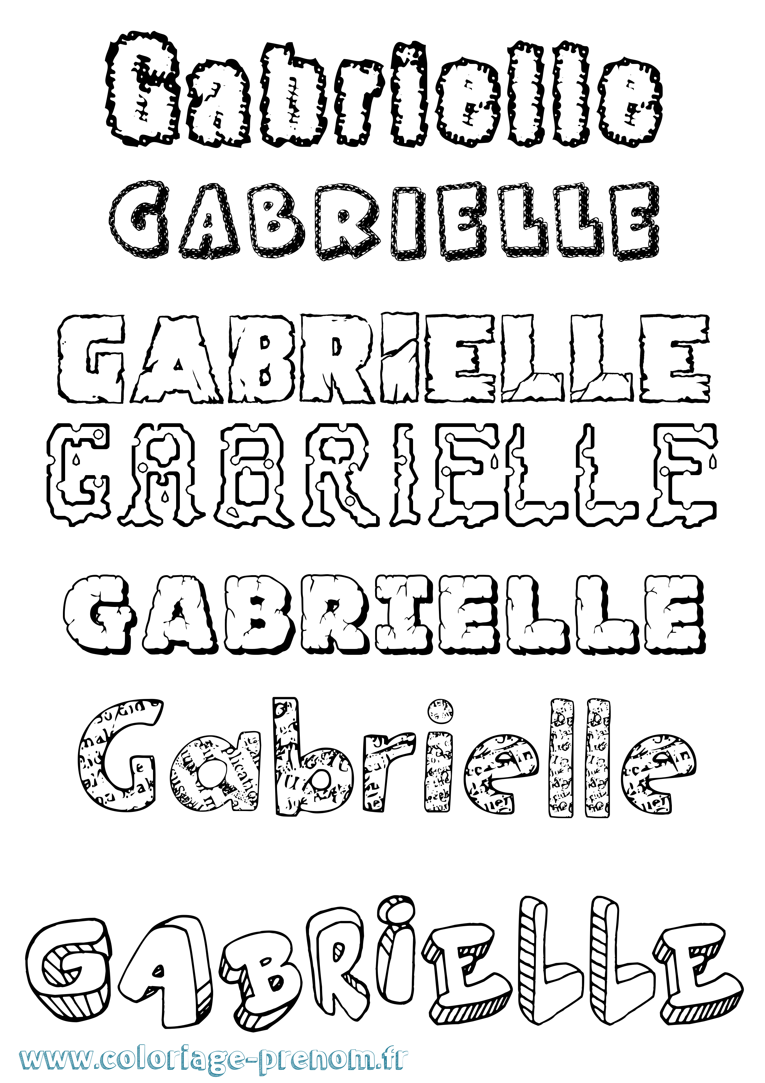 Coloriage prénom Gabrielle Destructuré