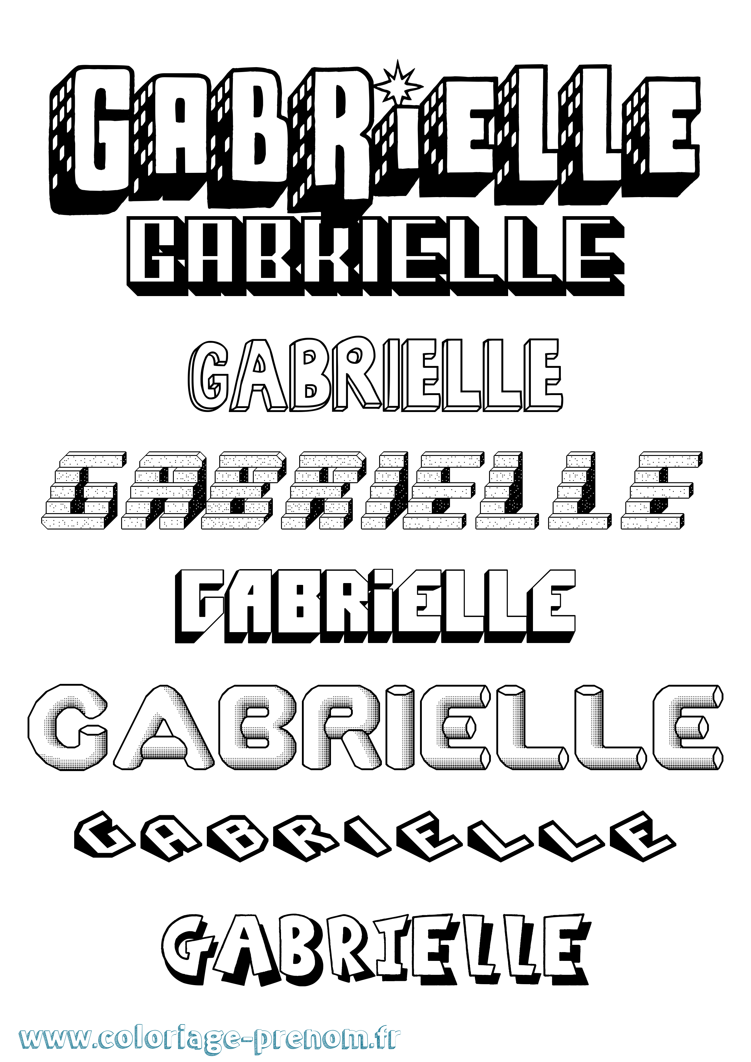 Coloriage prénom Gabrielle Effet 3D