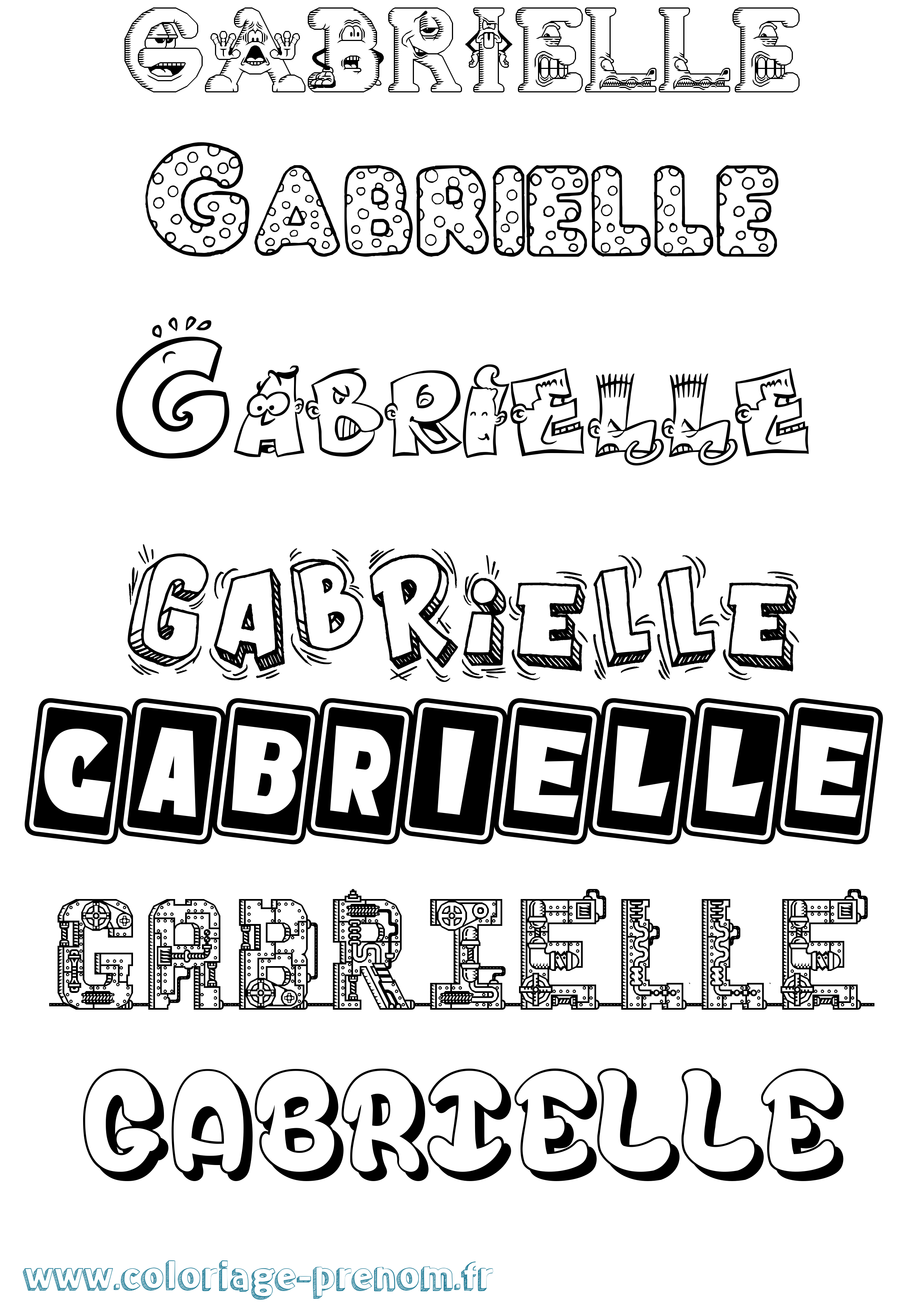Coloriage prénom Gabrielle Fun