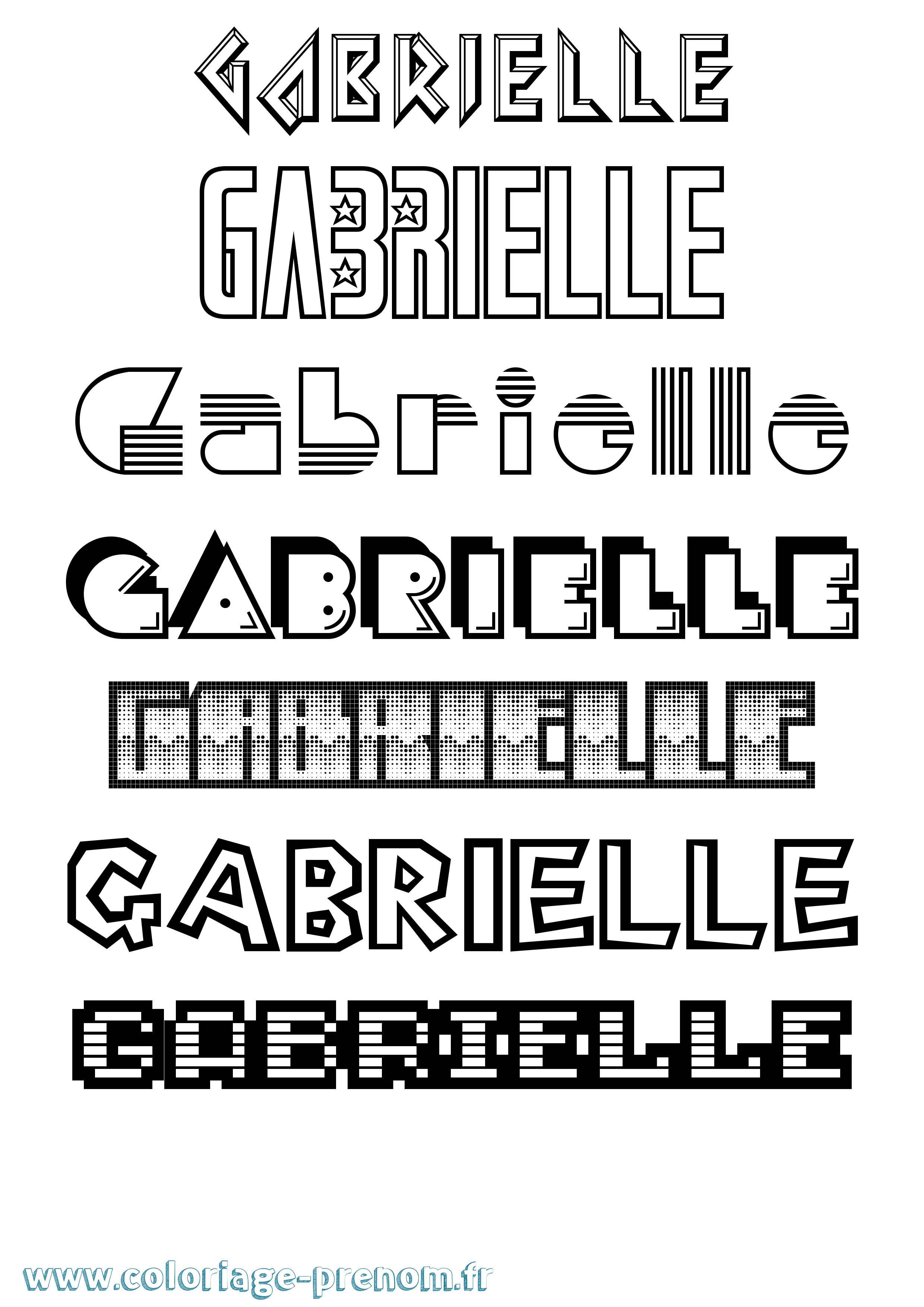 Coloriage prénom Gabrielle Jeux Vidéos
