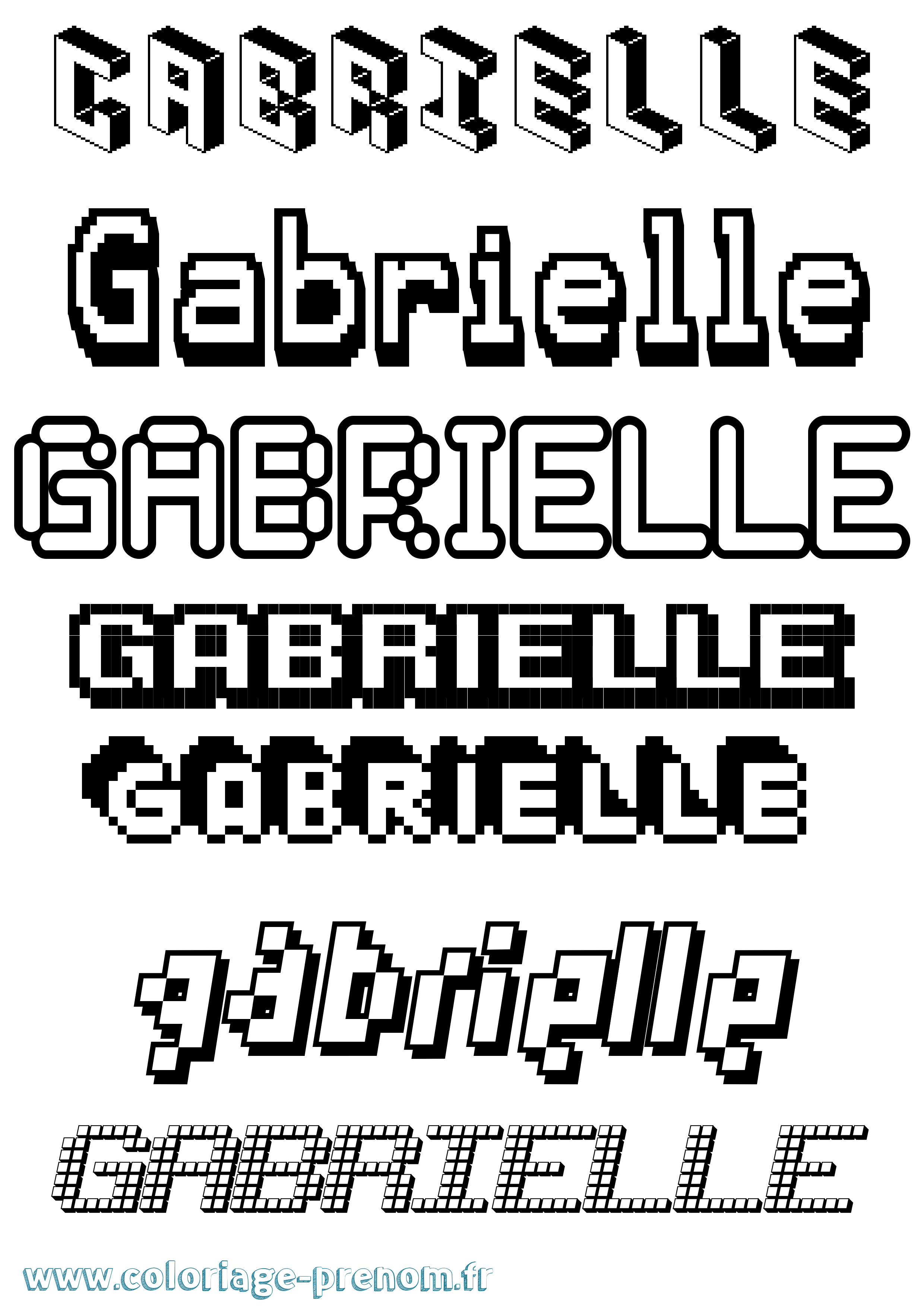 Coloriage prénom Gabrielle Pixel