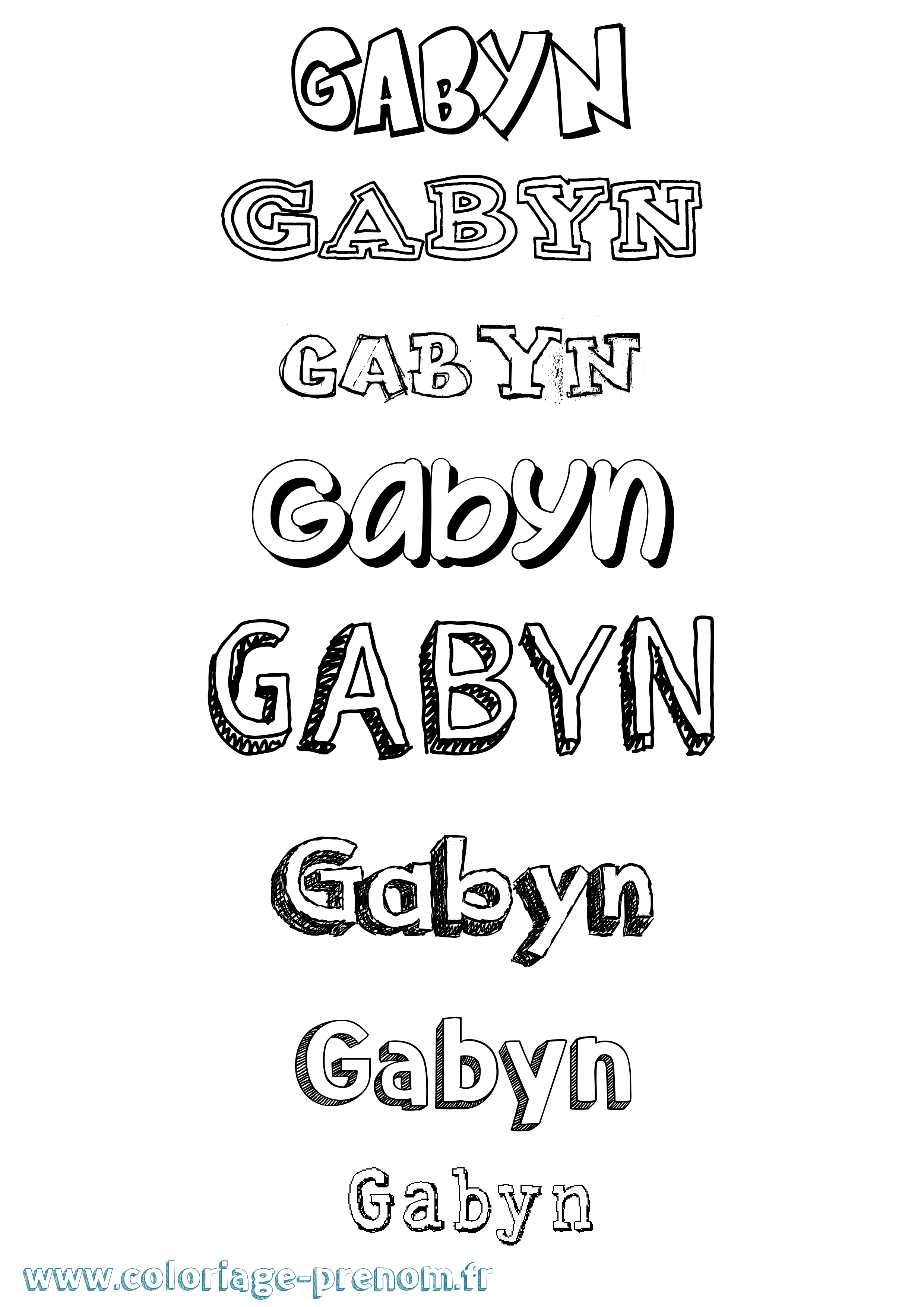 Coloriage prénom Gabyn Dessiné