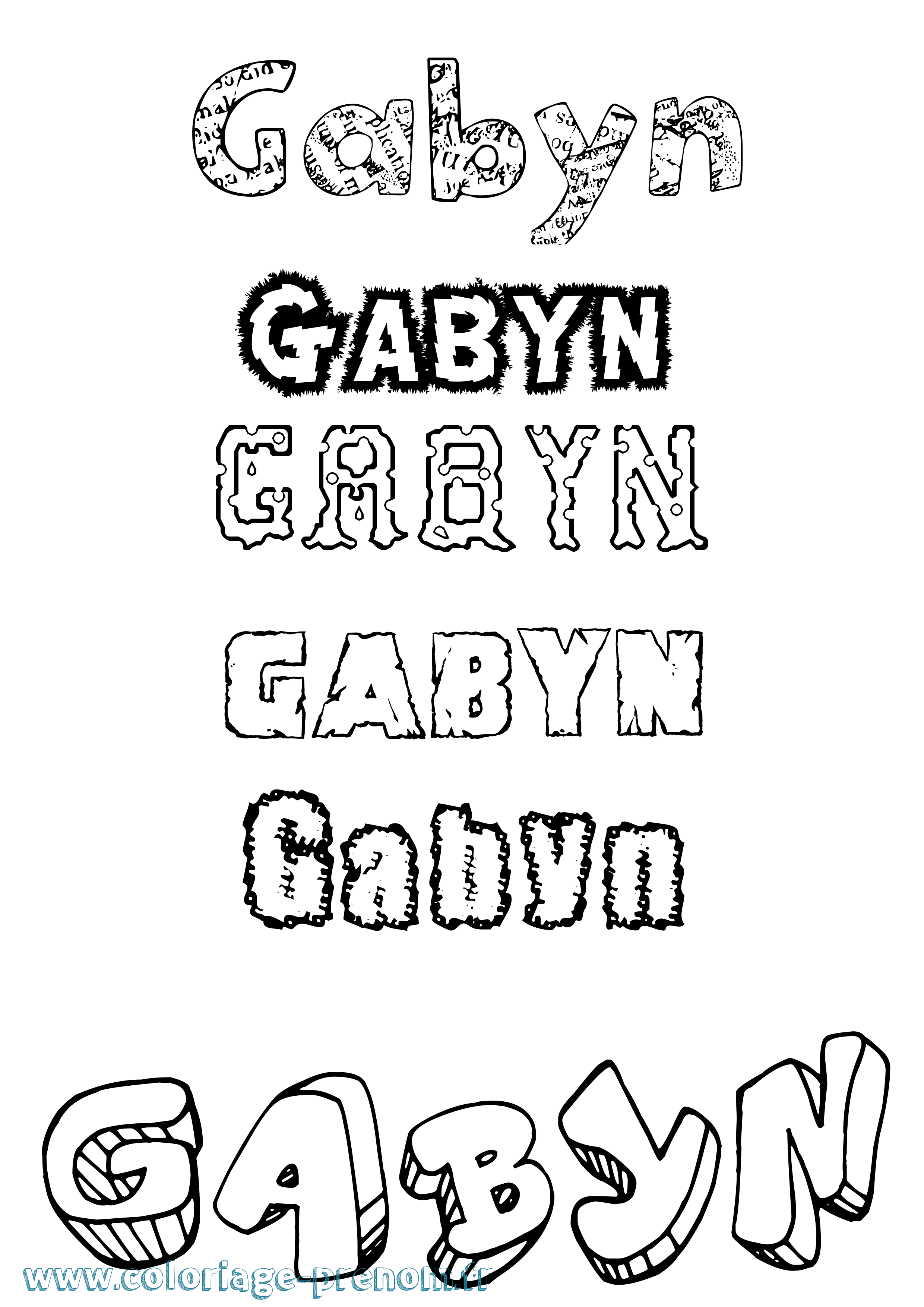 Coloriage prénom Gabyn Destructuré